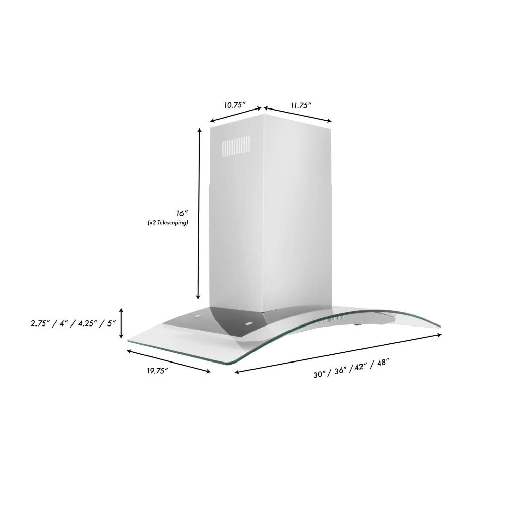 ZLINE KN4 Stainless Steel and Glass Convertible Wall Mount Range Hood - 36 Inch Kitchen Ventilation for Gas & Electric Stoves - Perfect for Modern & Farmhouse Style Kitchens