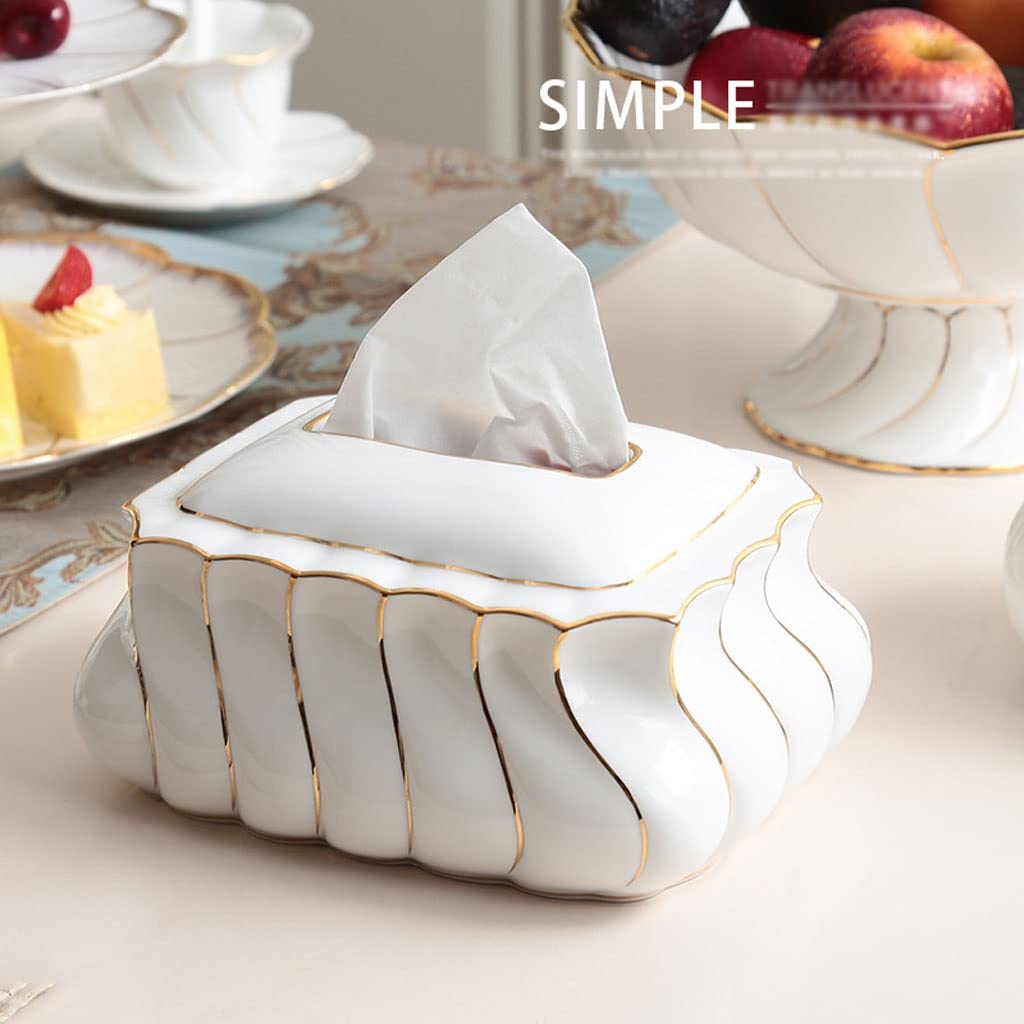 Modern White Rectangular Tissue Box Cover - Creative Storage Holder for Disposable Facial Tissues | Perfect for Bathroom Vanity, Bedroom Dresser, Nightstand, Desk & Table Decor | Home & Office Organization Accessory