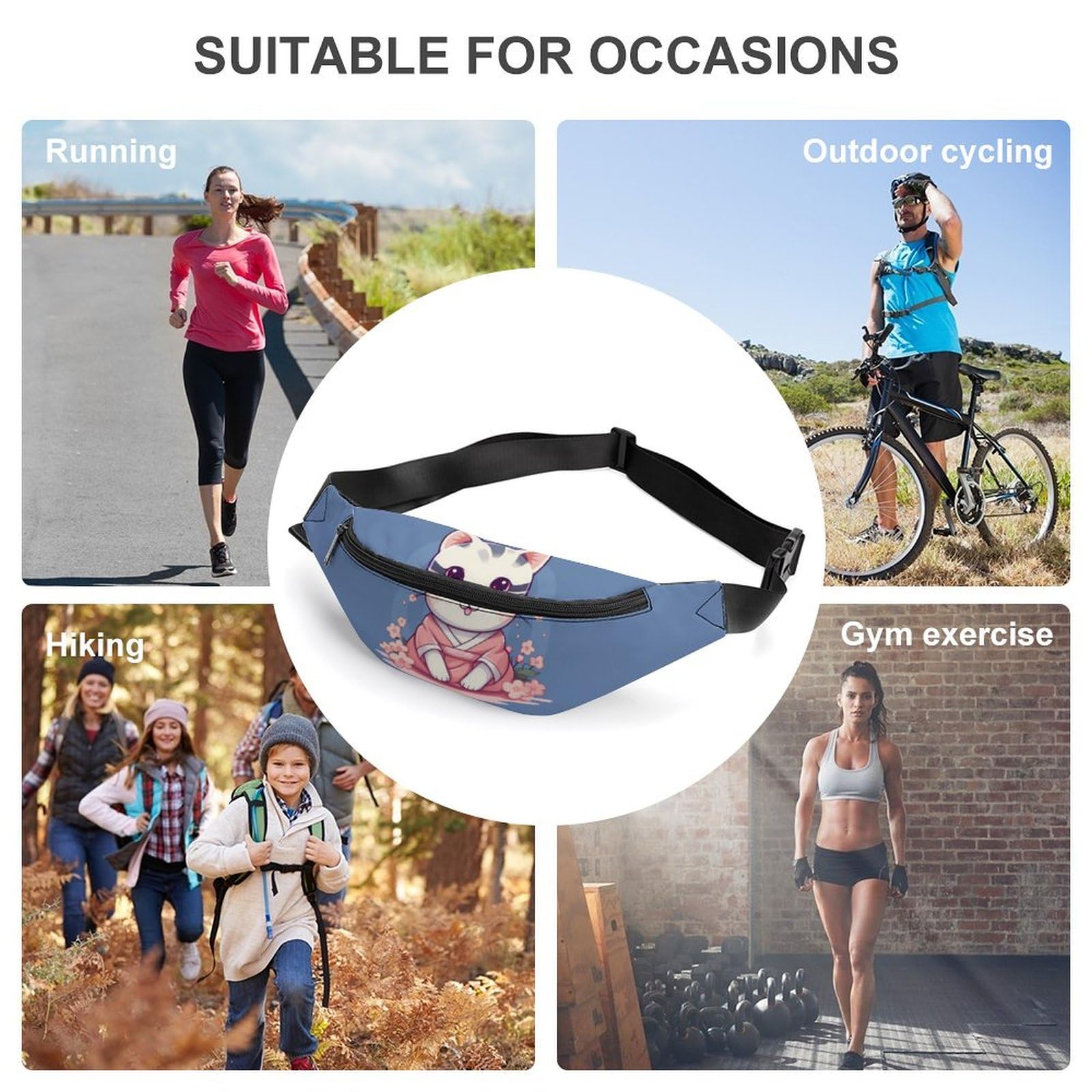 Stylish Japanese Cat Waist Bag - Adjustable Crossbody Pouch for Women & Men | Perfect for Travel, Shopping & Outdoor Activities