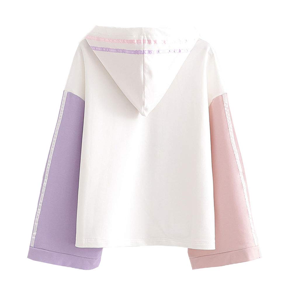 Cute Lolita Hoodie for Girls - Cartoon Patchwork Long Sleeve Top for Casual Wear