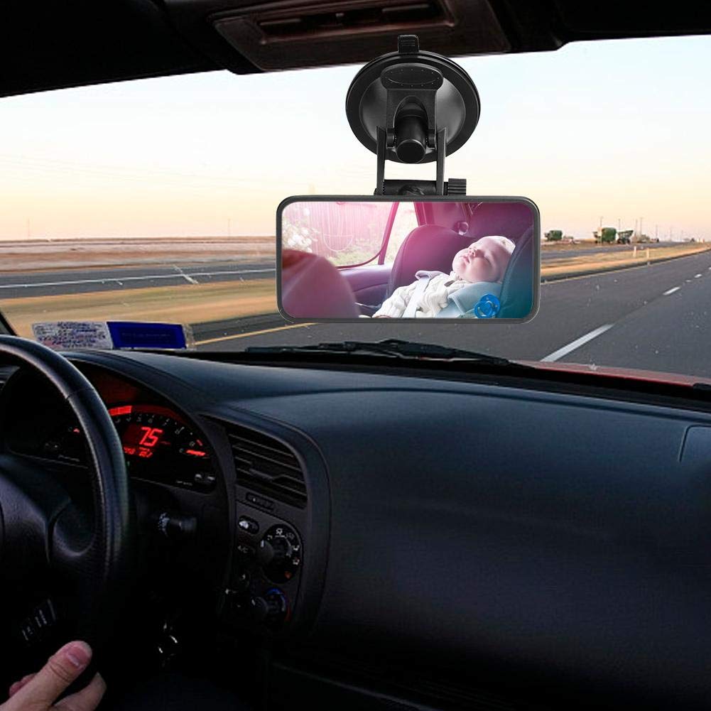 Qiilu Adjustable Baby Car Mirror - Rear View Safety Monitor for Infant Car Seat with Strong Suction Cup | Shatterproof Glass for Safe Travel | Perfect for Parents to Keep an Eye on Baby While Driving