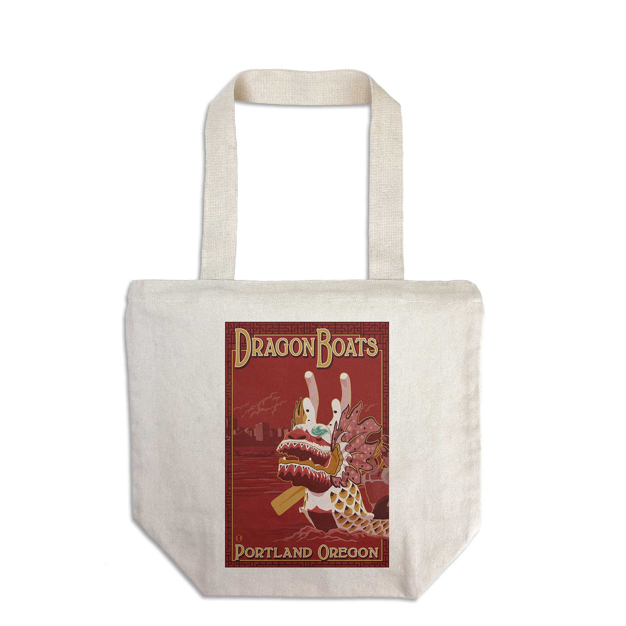 Lantern Press Portland Oregon Dragon Boats 100% Cotton Canvas Reusable Tote Bag - Eco-Friendly Shopping Bag for Groceries, Beach & Daily Use