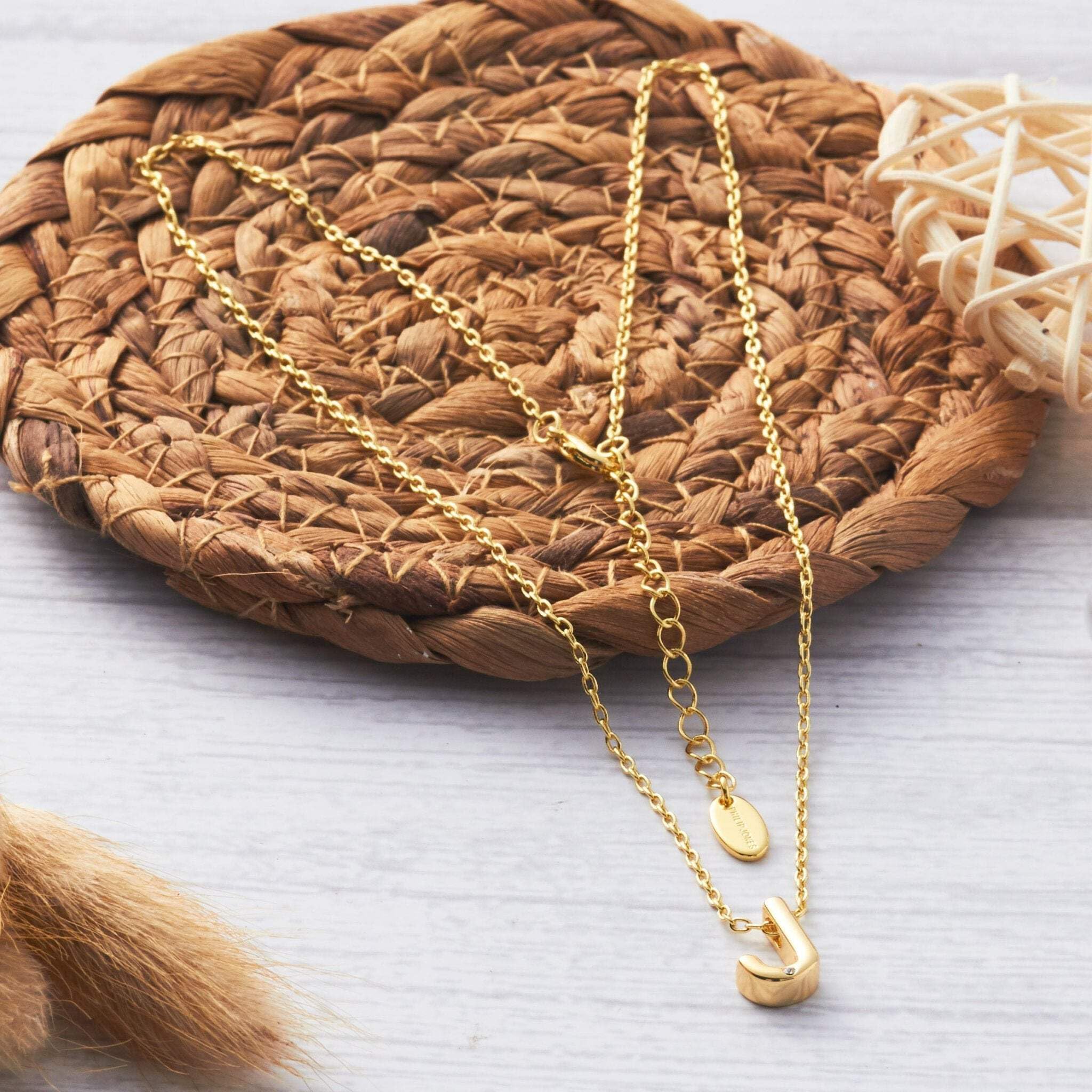 Gold Plated Initial Necklace A-Z with Zircondia® Crystals - Perfect Gift for Her