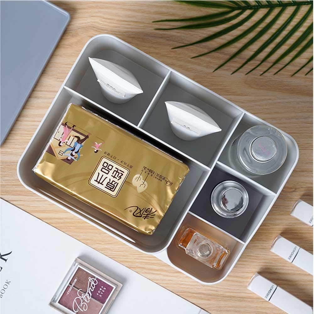 Multifunctional Double-Layer Tissue Box & Storage Organizer for Phone, Remote, Cosmetics | Desktop & Countertop Organizer for Home, Office, Bedroom, and Bathroom