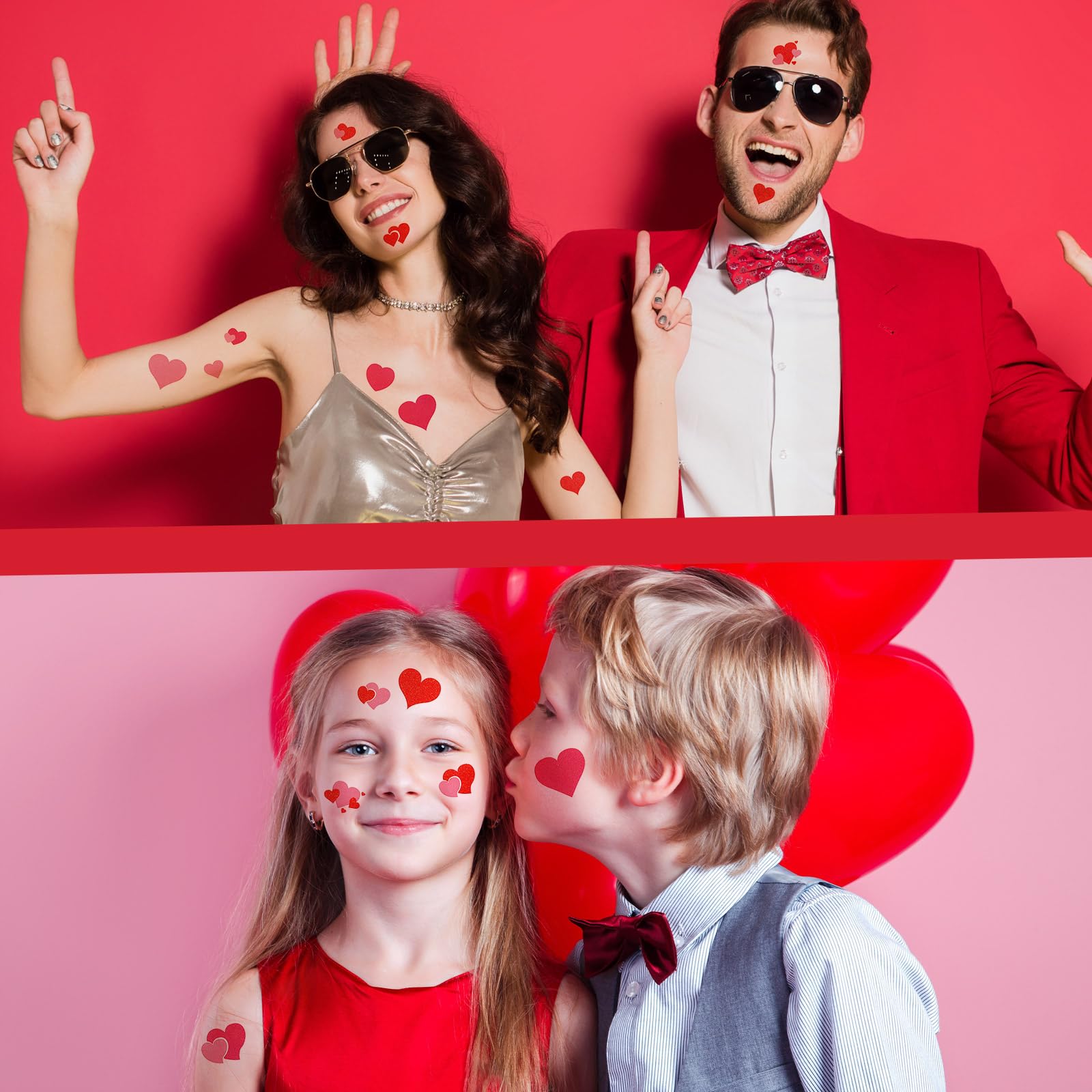 240 Pcs Valentine's Day Heart Glitter Temporary Tattoos - Waterproof Love Heart Stickers for Face & Body - Perfect for Valentine's Party, Kids, Women & Men - Romantic Decoration & Apparel Accessories