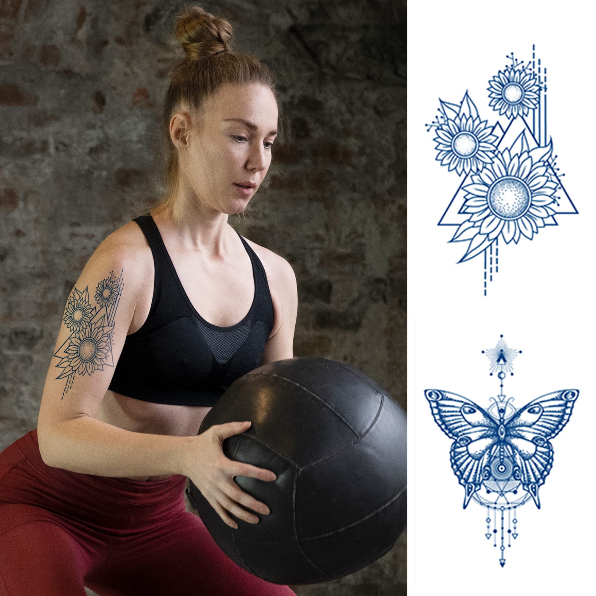 Realistic Semi-Permanent Temporary Tattoos for Men, Women, Teens & Kids - Waterproof Fake Tattoo Stickers Lasting 2 Weeks (Design 05) | Perfect for Parties, Halloween Costumes & Summer Beach Looks