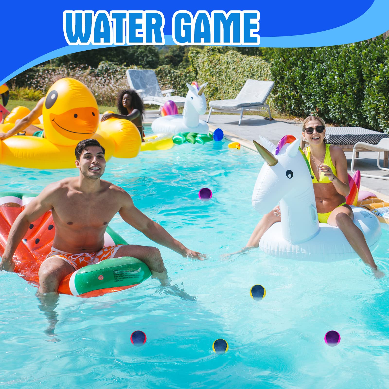 6 Pcs Water Skipping Balls - 2 Inch Beach Pool Toys for Kids Outdoor Games