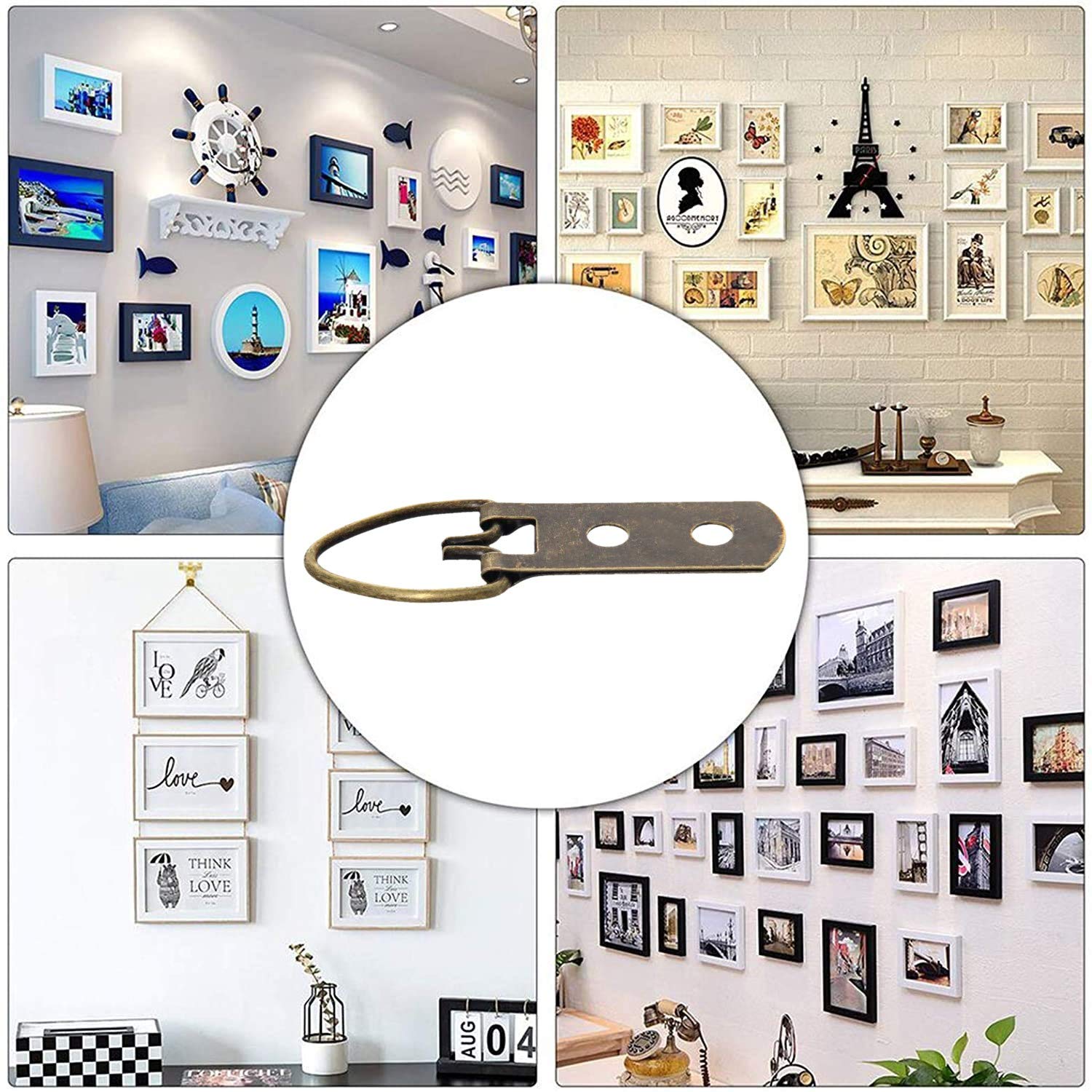 MroMax 100PCS Bronze Picture Frame Hooks 2.13