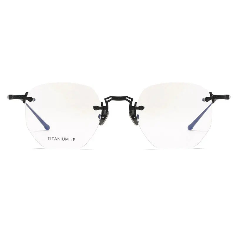 Aimee Men's Rimless Polygon Oval Titanium Eyeglasses 22140 - Lightweight & Durable Titanium Frame for Office, Reading & Everyday Wear