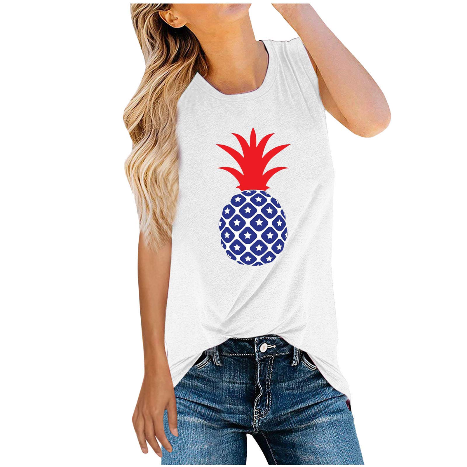 Women's Independence Day Printed Camisole Tank Tops - Casual Summer Blouse Shirts & Tees for 4th of July Celebrations, Beach Outings and Everyday Wear