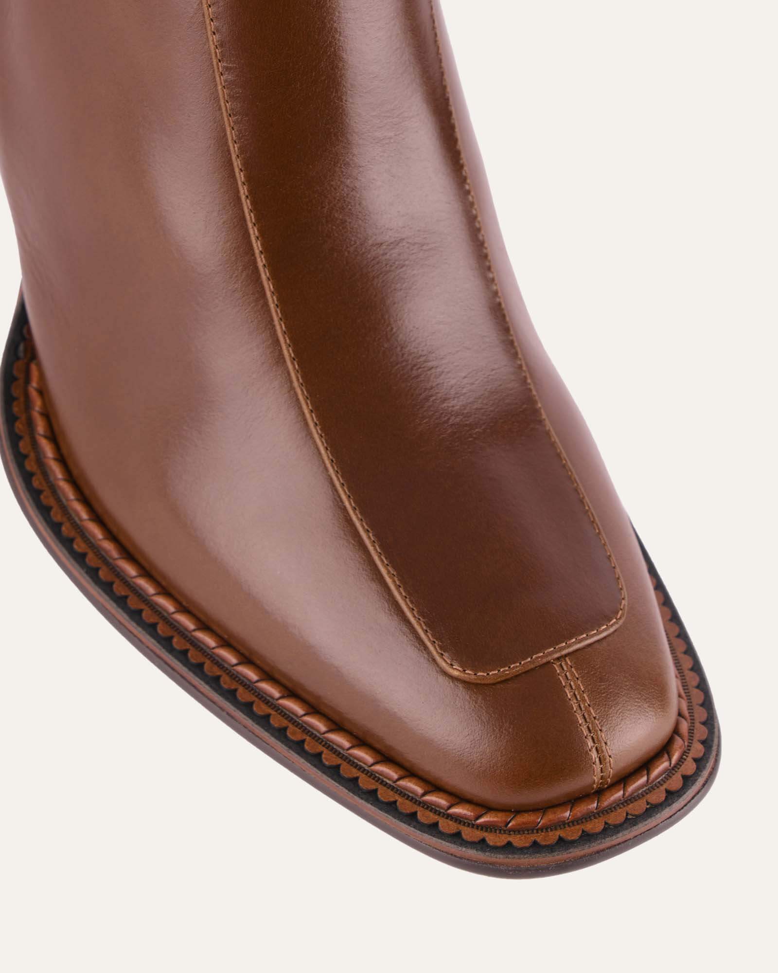 DEVINA Women's Mid Ankle Boots - Dark Chocolate Leather, Comfortable & Stylish for Fall/Winter, Perfect for Office, Casual Outfits & Outdoor Walking