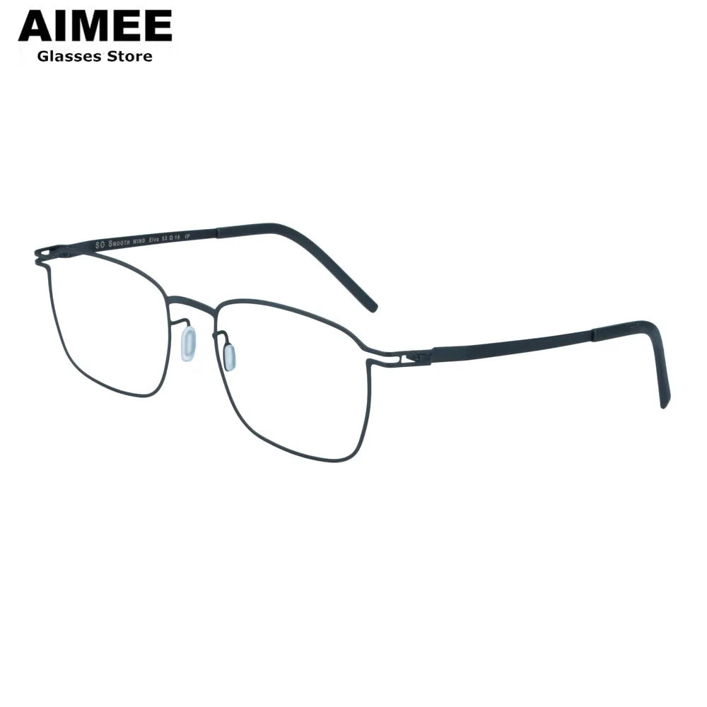 Aimee Unisex Full Rim Square Screwless Steel Eyeglasses Frame 14318 | Lightweight Durable Glasses for Men & Women | Perfect for Reading, Work, and Daily Wear