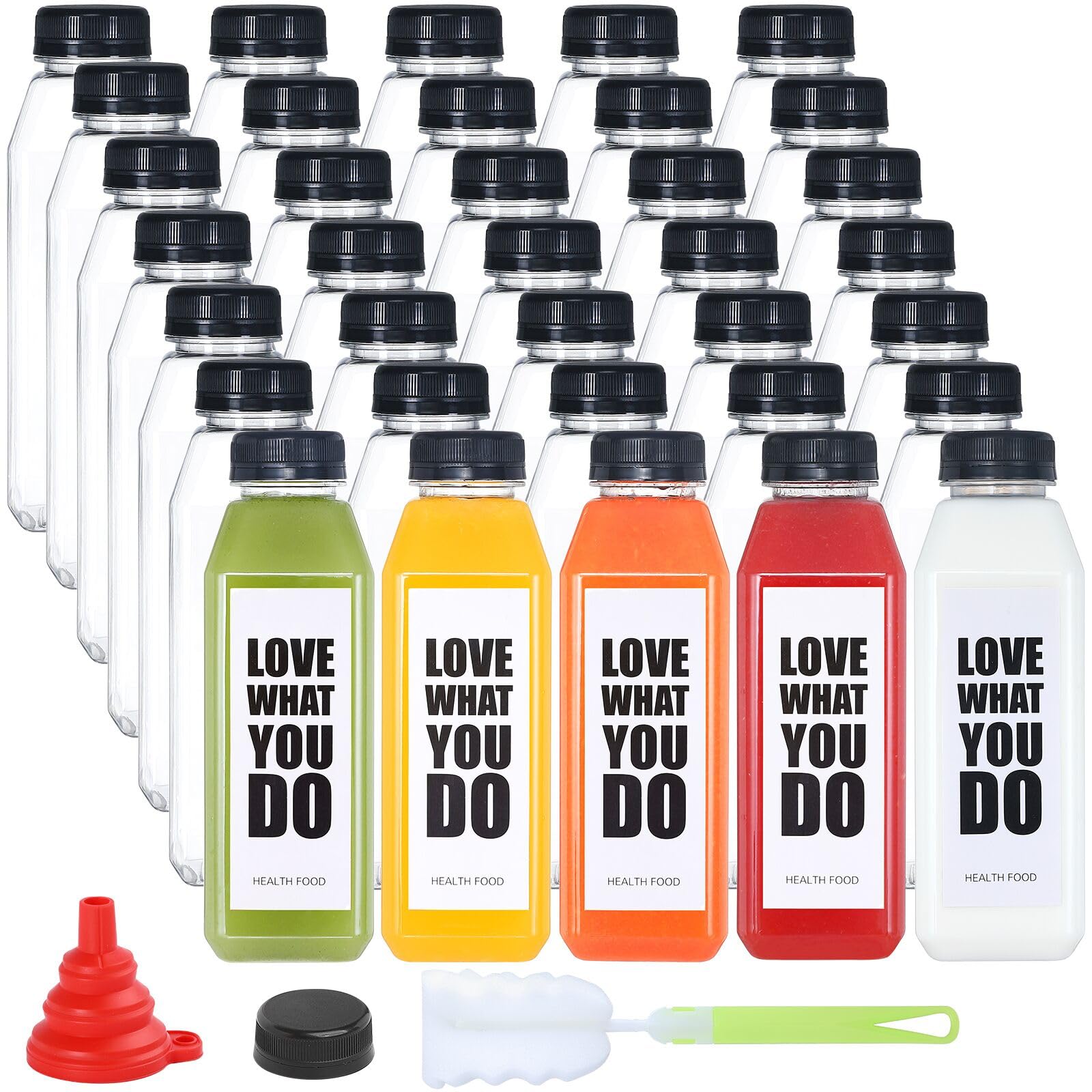 35pcs 16oz Reusable Clear Plastic Bottles with Tamper-Evident Caps - Bulk Juice Containers for Milk, Smoothies, Beverages - Perfect for Home Brewing, Meal Prep & Commercial Use