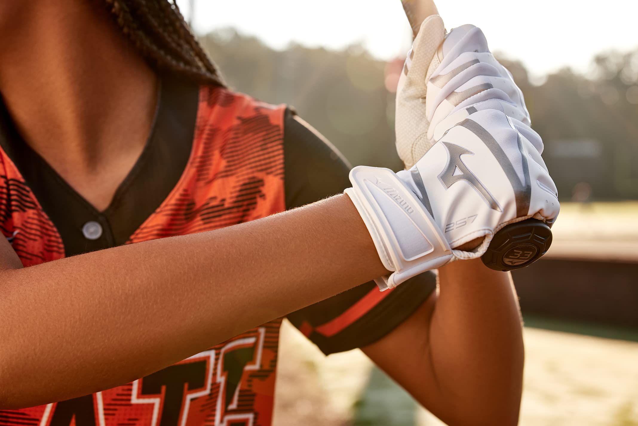Mizuno F-257 Women's Softball Batting Gloves - Premium Full Grain Leather Palm with AirMesh Inserts & QuikAdjust Wrist Tab - Perfect for Fastpitch, Slowpitch & Training Sessions