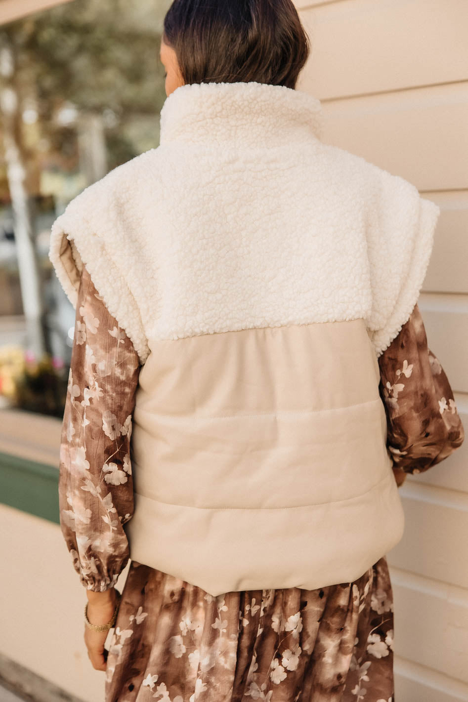 Lets Get Lost Vegan Vest in Cream - Eco-Friendly Women's Winter Jacket for Outdoor Adventures & Casual Wear