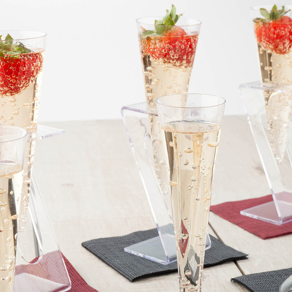 4 oz Clear Plastic Champagne Flutes - Medium Size (5.5
