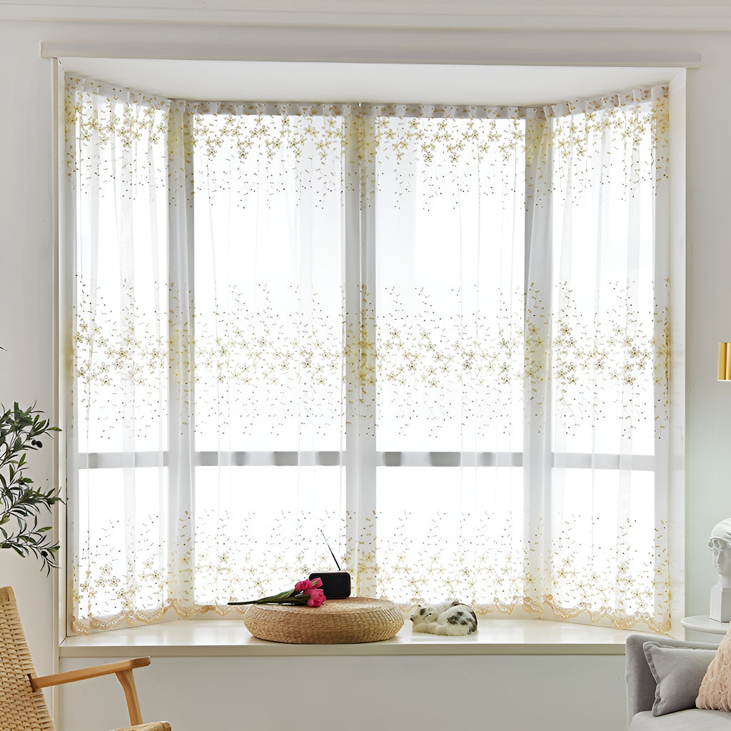 Tiana Airy Lace Grommet Sheer Custom Embroidered Curtains for Living Room & Bedroom - Elegant Window Treatment for Home Decor