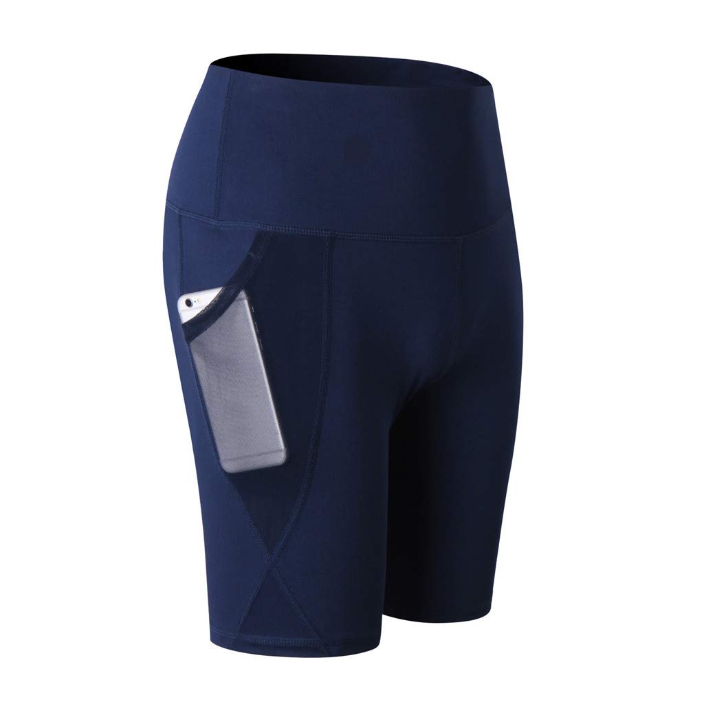 Hessimy High Waist Gym Shorts with Pockets - Women's Workout & Running Shorts for Yoga, Cycling