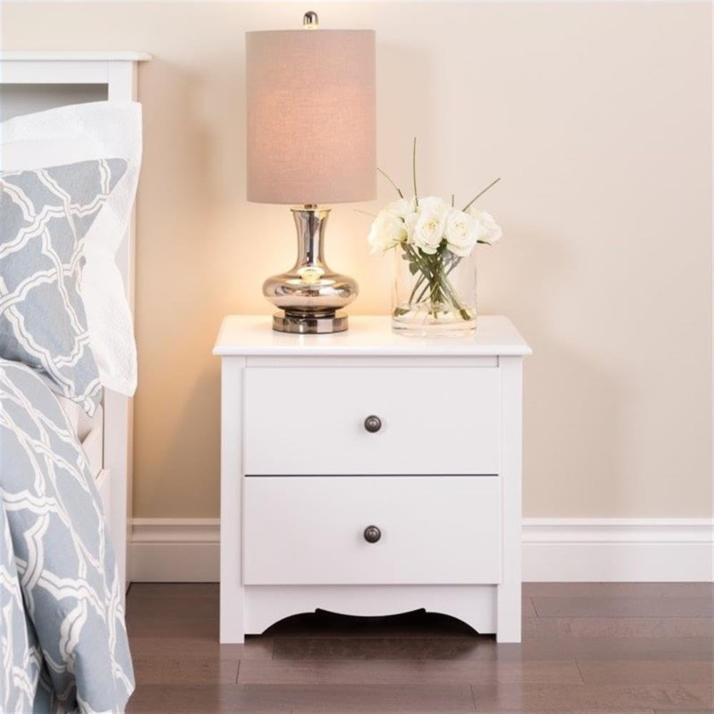 Home Square 2-Piece White Nightstand Set with 2 Drawers - Perfect for Bedroom Furniture, Guest Room, or Small Space Storage
