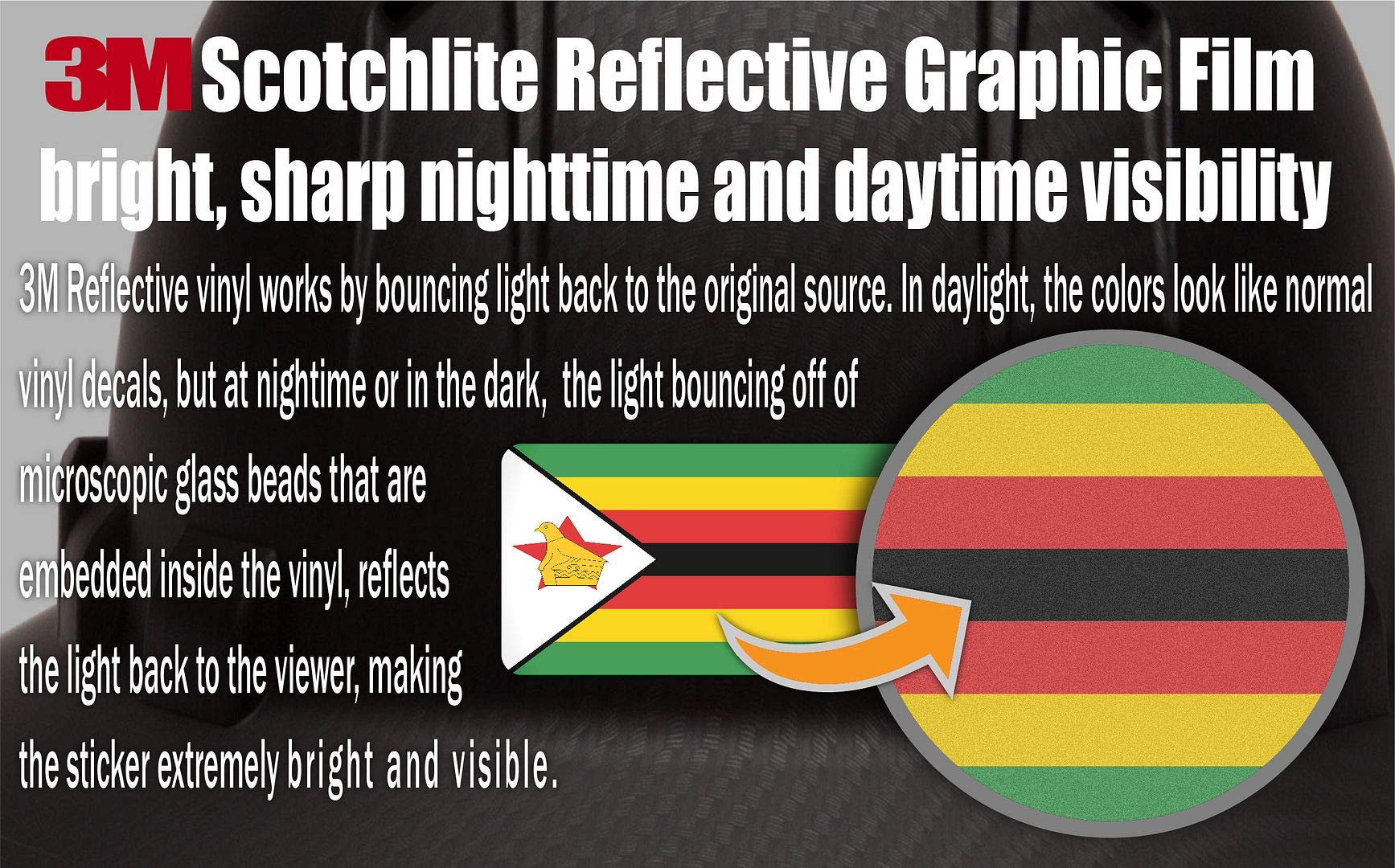 10-Pack 3M Reflective Zimbabwe & USA Flag Stickers | High-Visibility Safety Decals for Hard Hats, Laptops, Bikes, Toolboxes | Perfect for Construction, Night Cycling & Emergency Preparedness