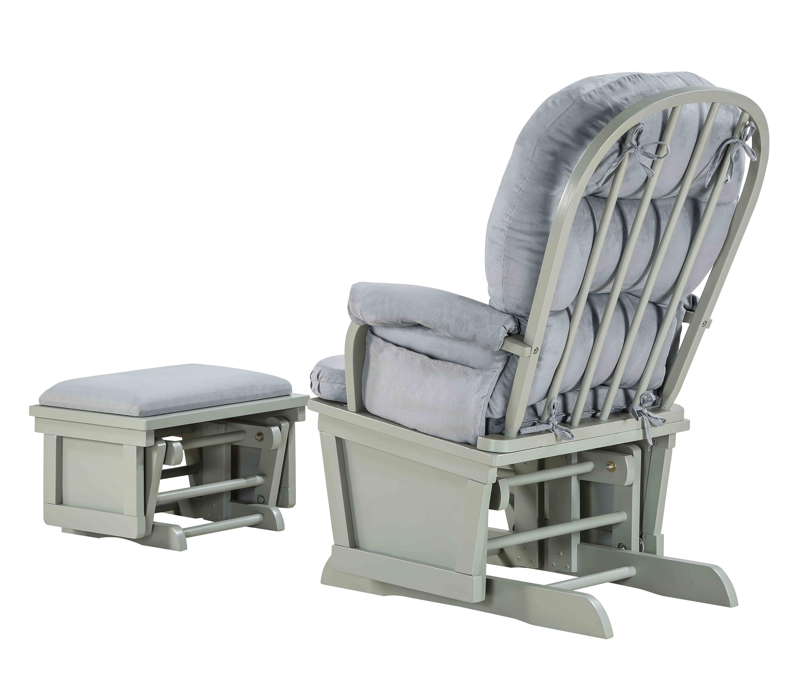 Lennox Furniture Glider Rocker Combo Full Grey - Comfortable Nursery Glider and Recliner for Breastfeeding, Living Room, Nursery, and Relaxation