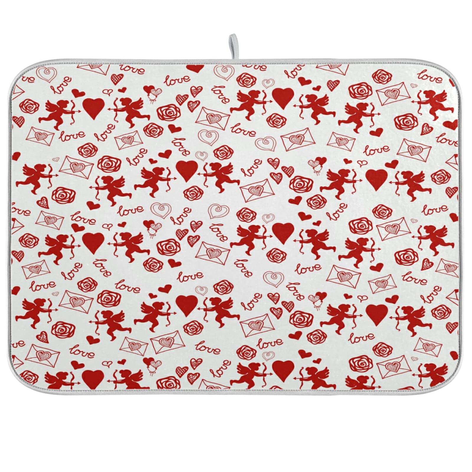 Valentine's Day Kitchen Dish Drying Mat - Super Absorbent 18x24 Inch Non-Slip Silicone Drying Rack for Dishes, Cups & Utensils - Perfect for Countertop, Sink & Holiday Gift Giving