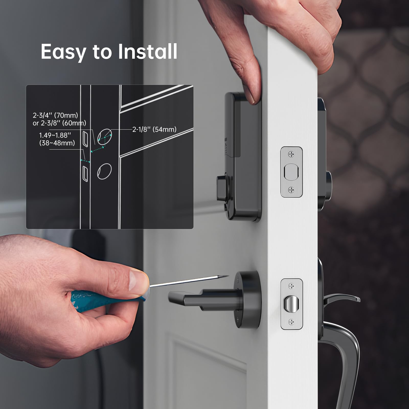 Hornbill Smart Lock WiFi Deadbolt - Keyless Entry Front Door Lock with Fingerprint, Bluetooth & Alexa Compatibility | Remote Control via App, Auto Lock, Keyfob | Matte Black | Perfect for Home Security & Smart Home Automation