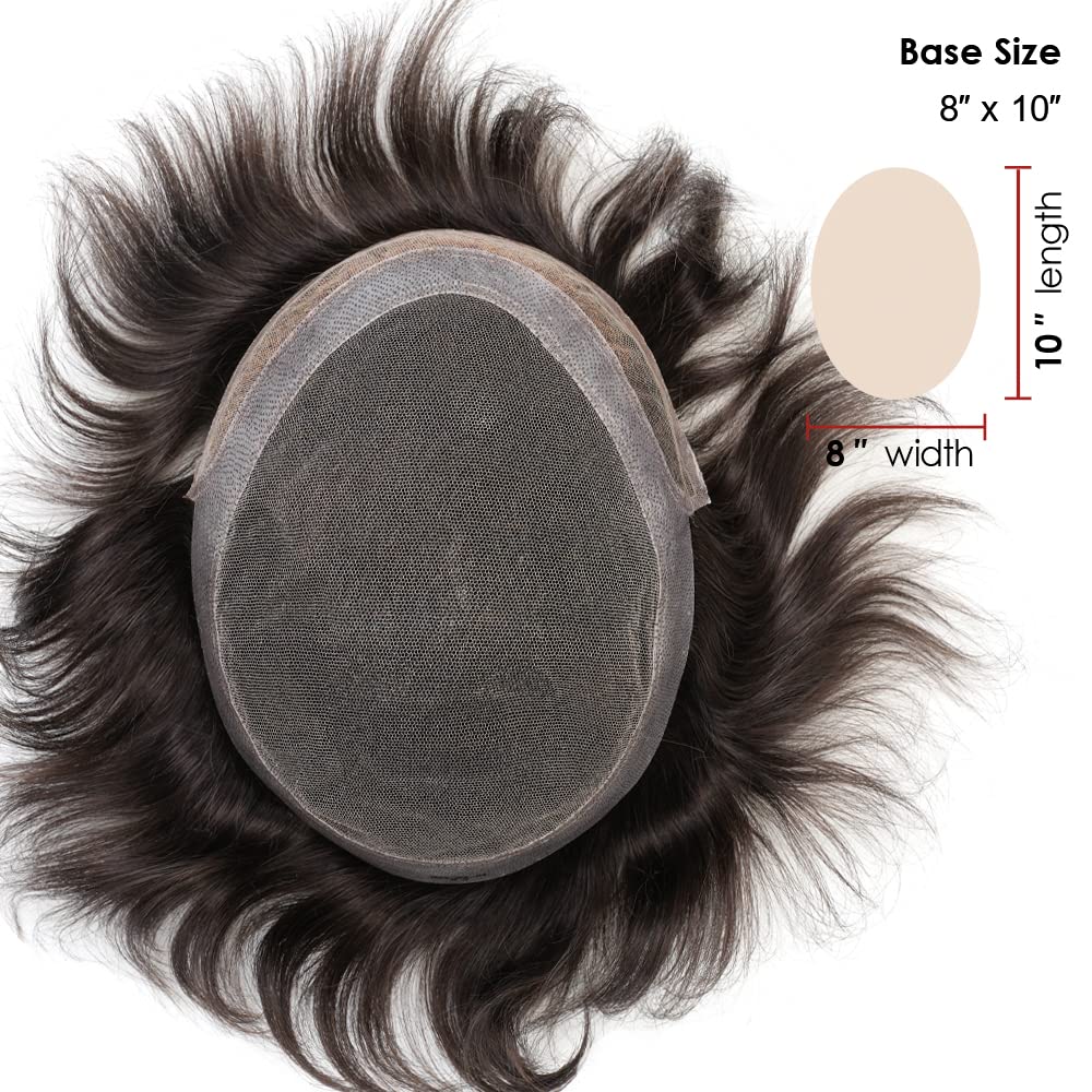 Lordhair Men's Human Hair Toupee - Natural Lace Front Hair System with Skin Perimeter Base | Multiple Sizes Available | Perfect for Daily Wear, Special Occasions & Hair Loss Solutions
