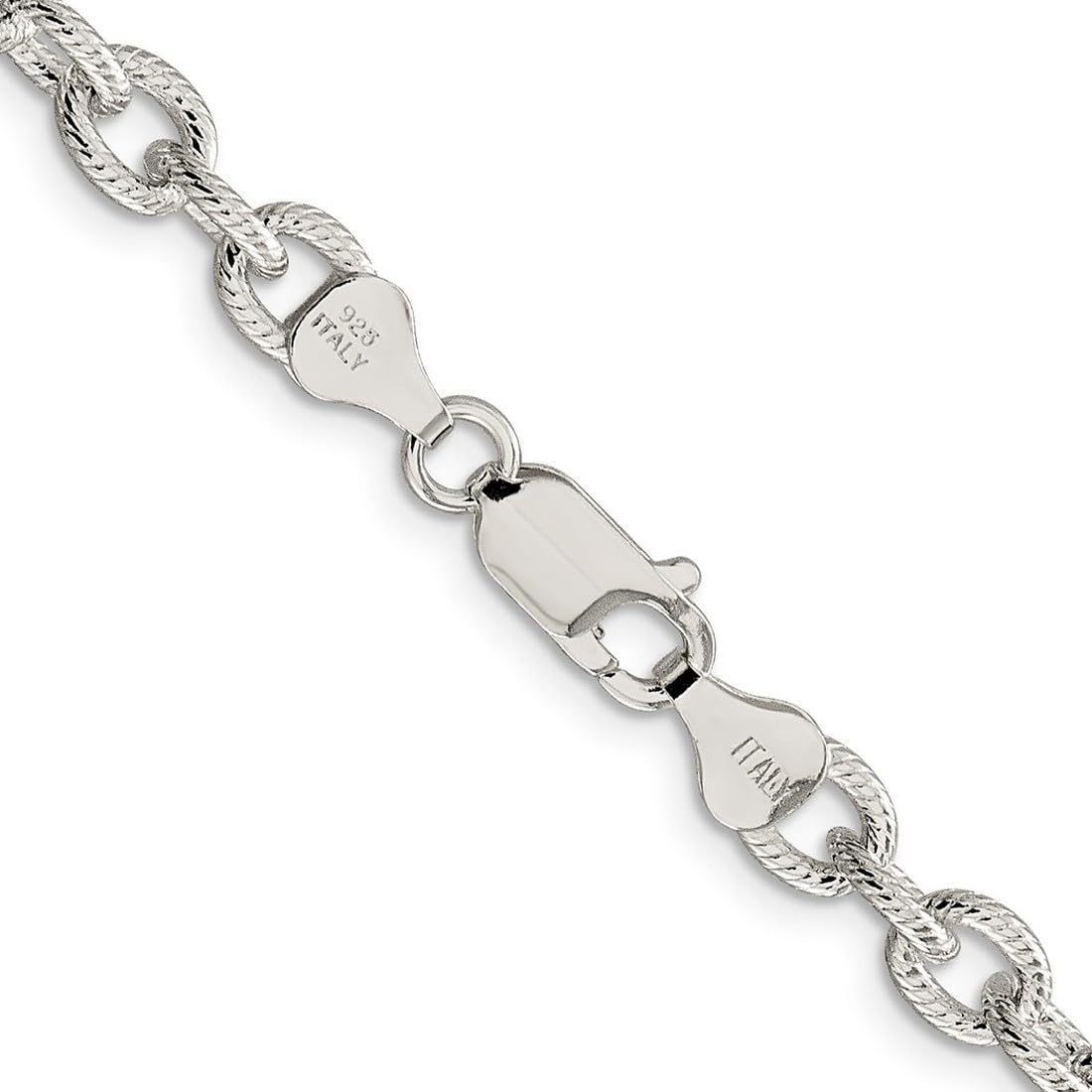 925 Sterling Silver Textured Polished 6.25mm Fancy Rolo Chain Necklace with Lobster Claw - Unisex Jewelry for Women & Men - Perfect for Everyday Wear, Gifts & Special Occasions