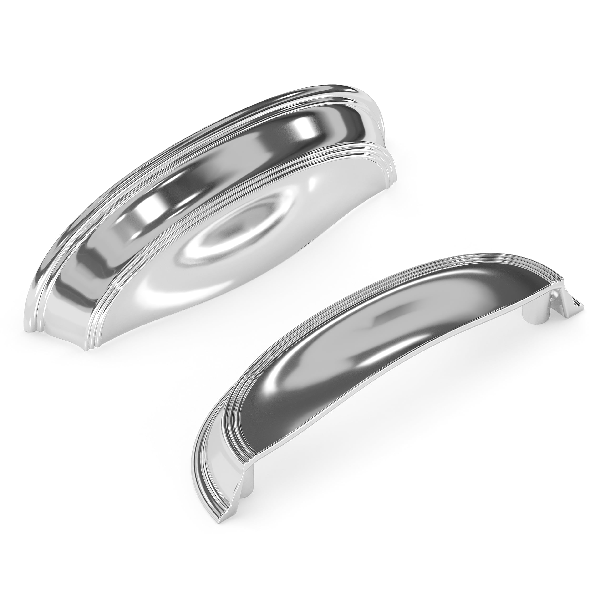 Premium 10-Pack Hickory Hardware Solid Core Kitchen Cabinet Pulls - Luxury Chrome Cabinet Handles for Doors & Dresser Drawers (3