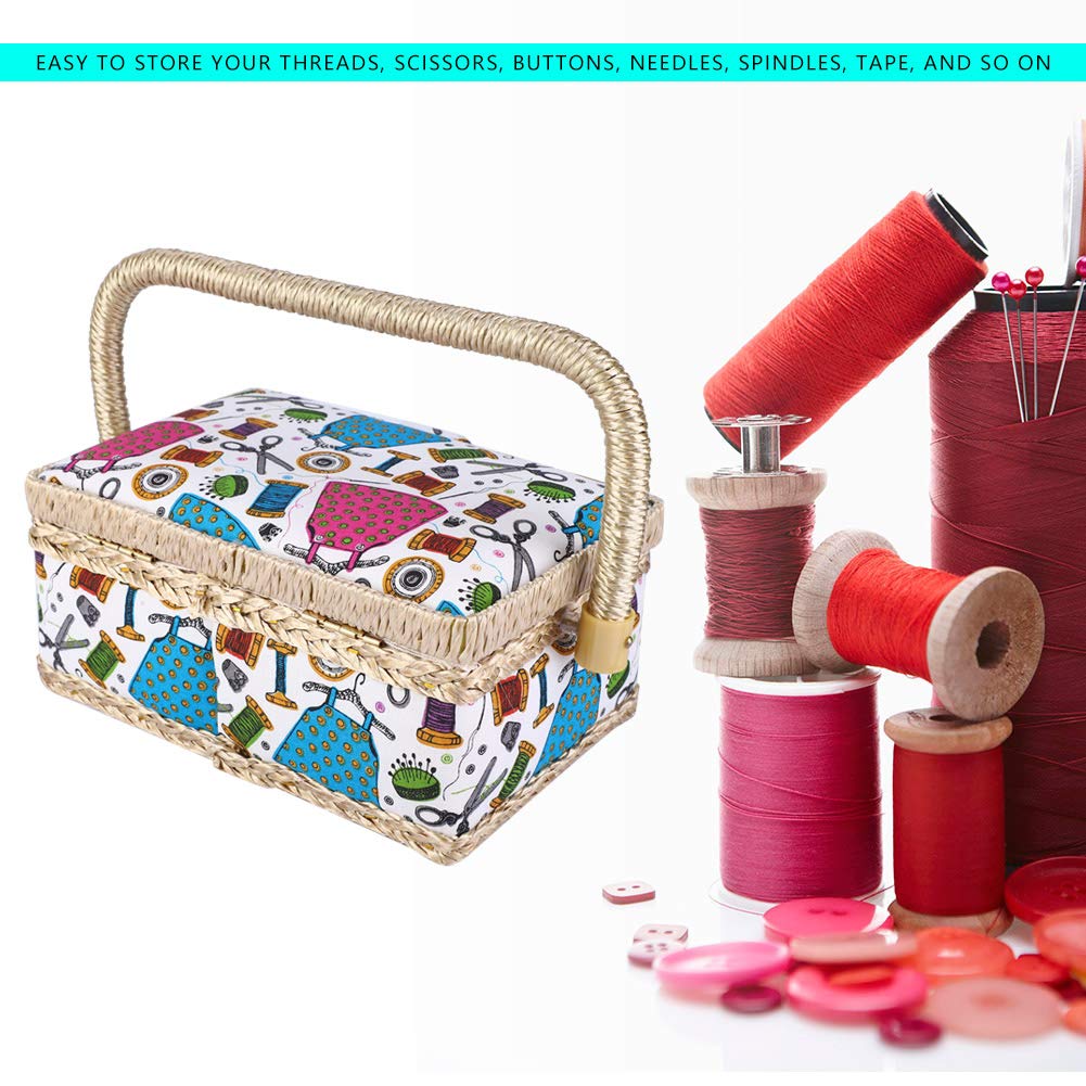 Portable Sewing Box with Needle Storage - Multifunctional Sewing Basket for Fabric, Craft & DIY Projects - Perfect for Girls, Kids & Beginners - Ideal for Home, Travel & Classroom Use