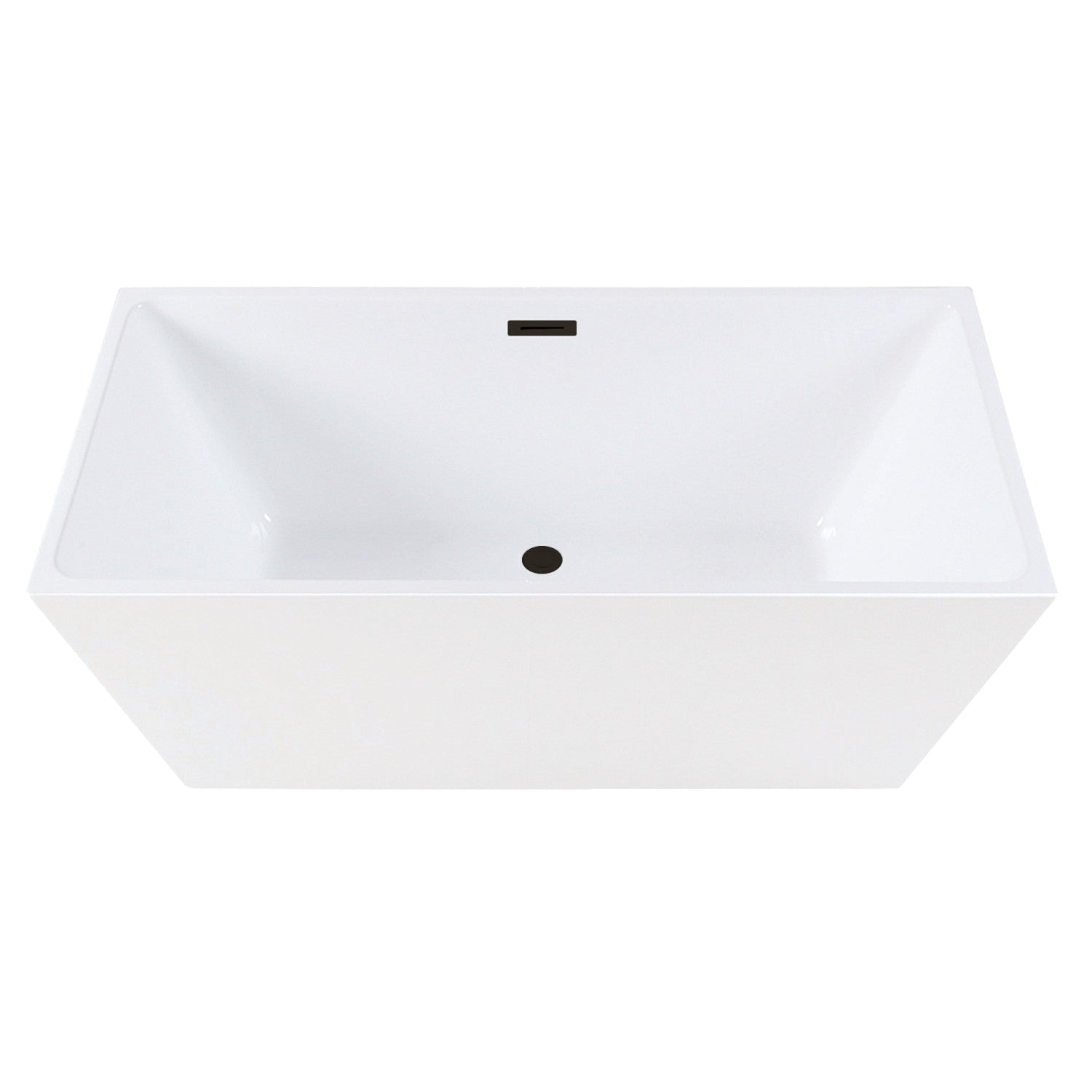 Aqua Eden 59 Inch Acrylic Freestanding Bathtub - Rectangular Double Ended Soaking Tub with Drain - Glossy White/Matte Black - Perfect for Modern Bathroom & Spa Relaxation