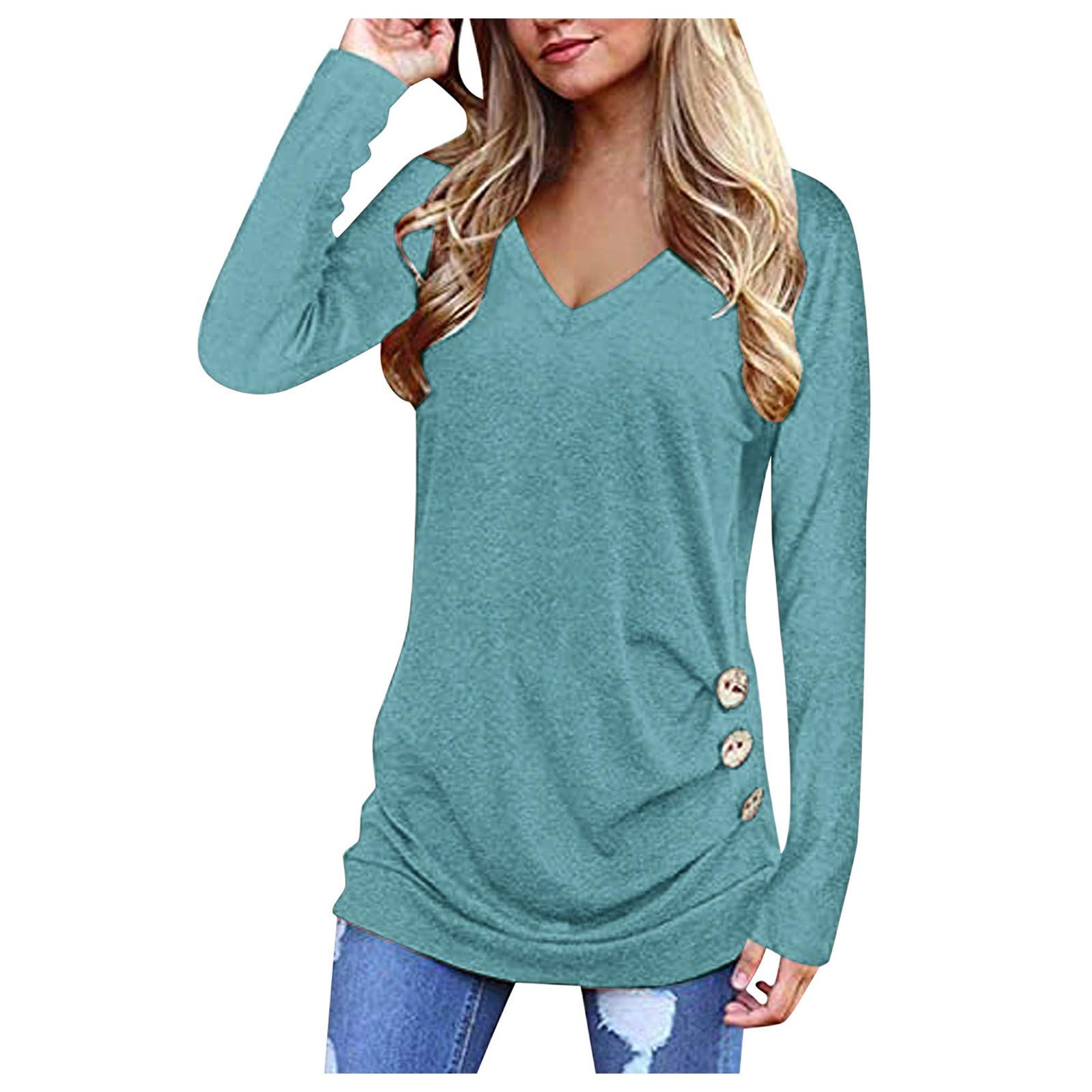 Women's Long Sleeve Tunic Tops - Loose Casual Blouse with Button Sleeve Shirts for Summer | Perfect for Office Wear, Outdoor Activities & Everyday Comfort
