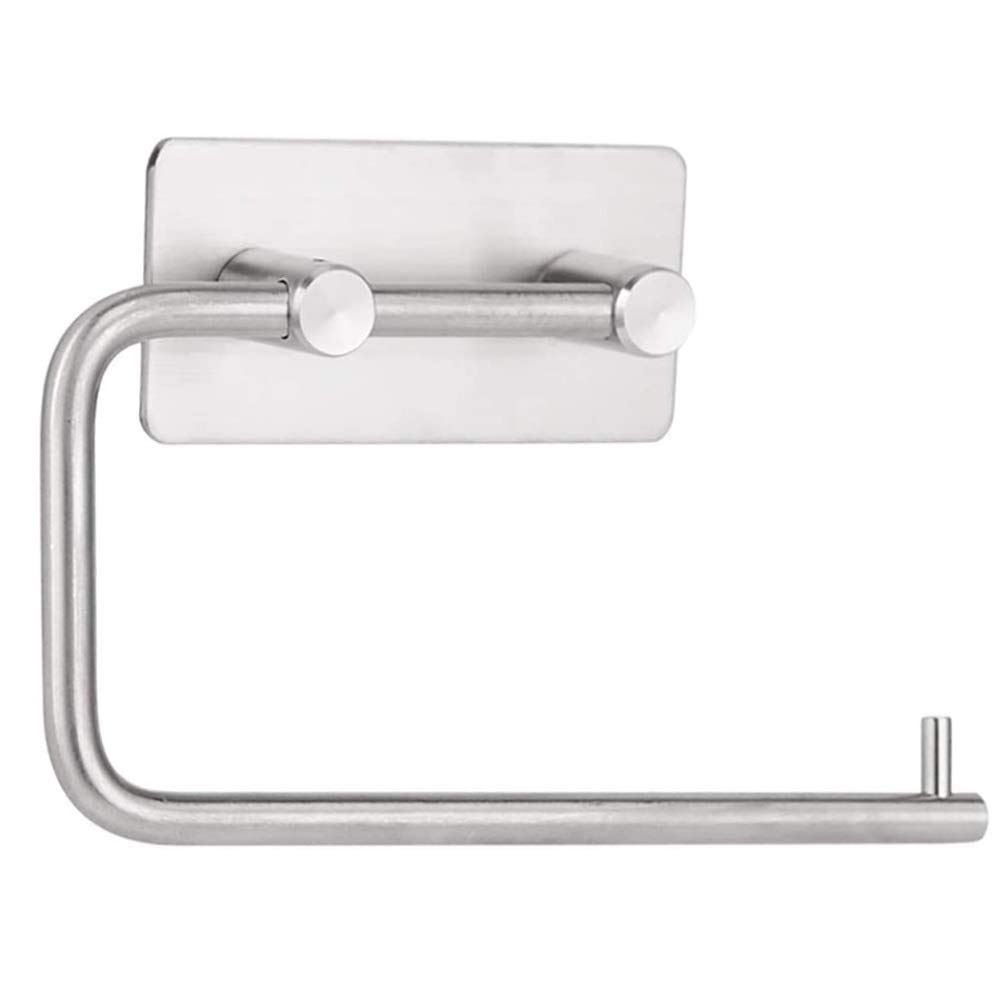 Stainless Steel Wall Mount Toilet Paper Holder & Towel Rack - Bathroom & Kitchen Organizer with Strong Suction Hooks - Perfect for Small Spaces, Apartments, and RVs
