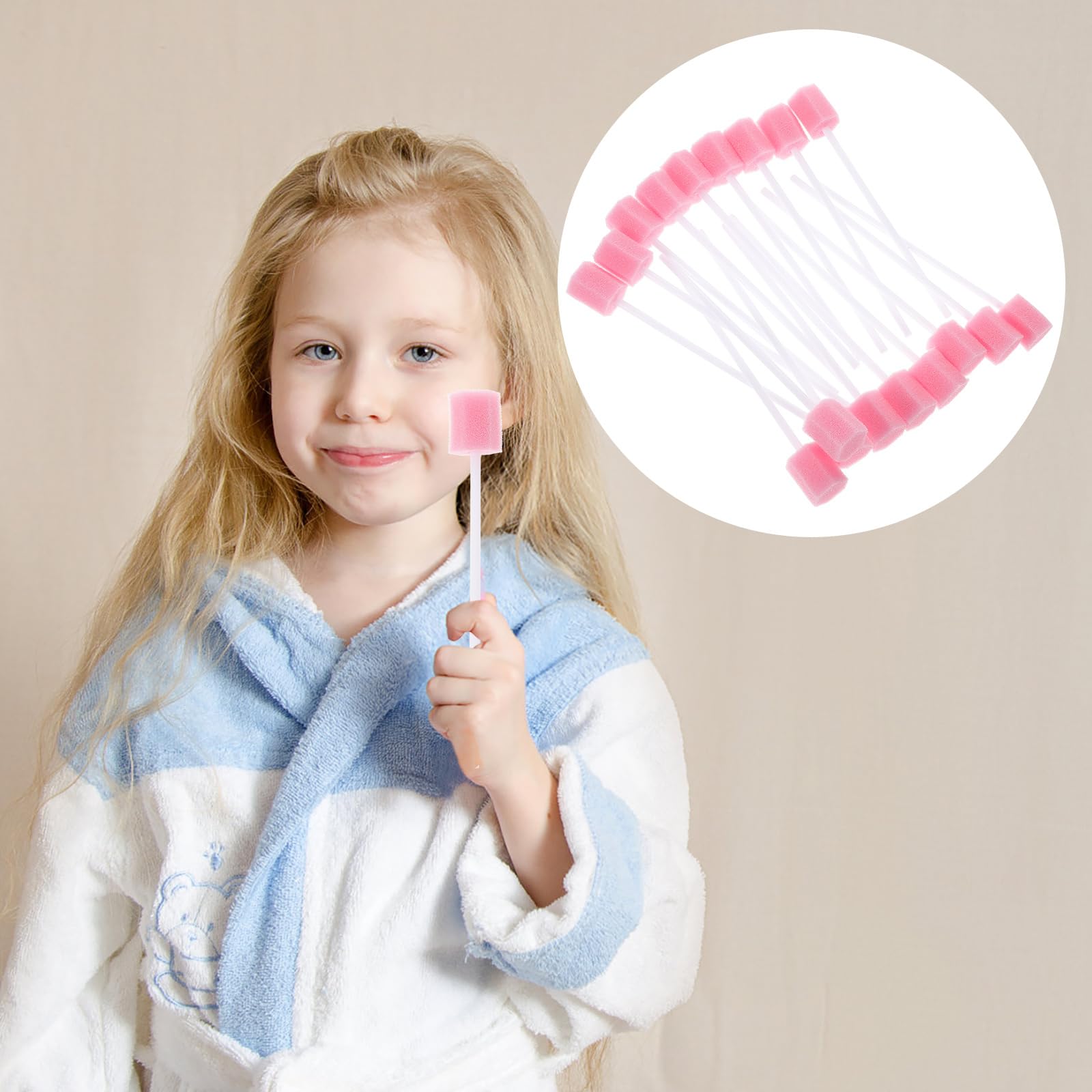 30PCS Disposable Oral Swabs for Teeth Cleaning - Soft Pink Sponge Sticks for Dental Hygiene, Perfect for Elderly & Sensitive Gums - Ideal for Post-Surgery Care, Denture Cleaning & Daily Oral Care