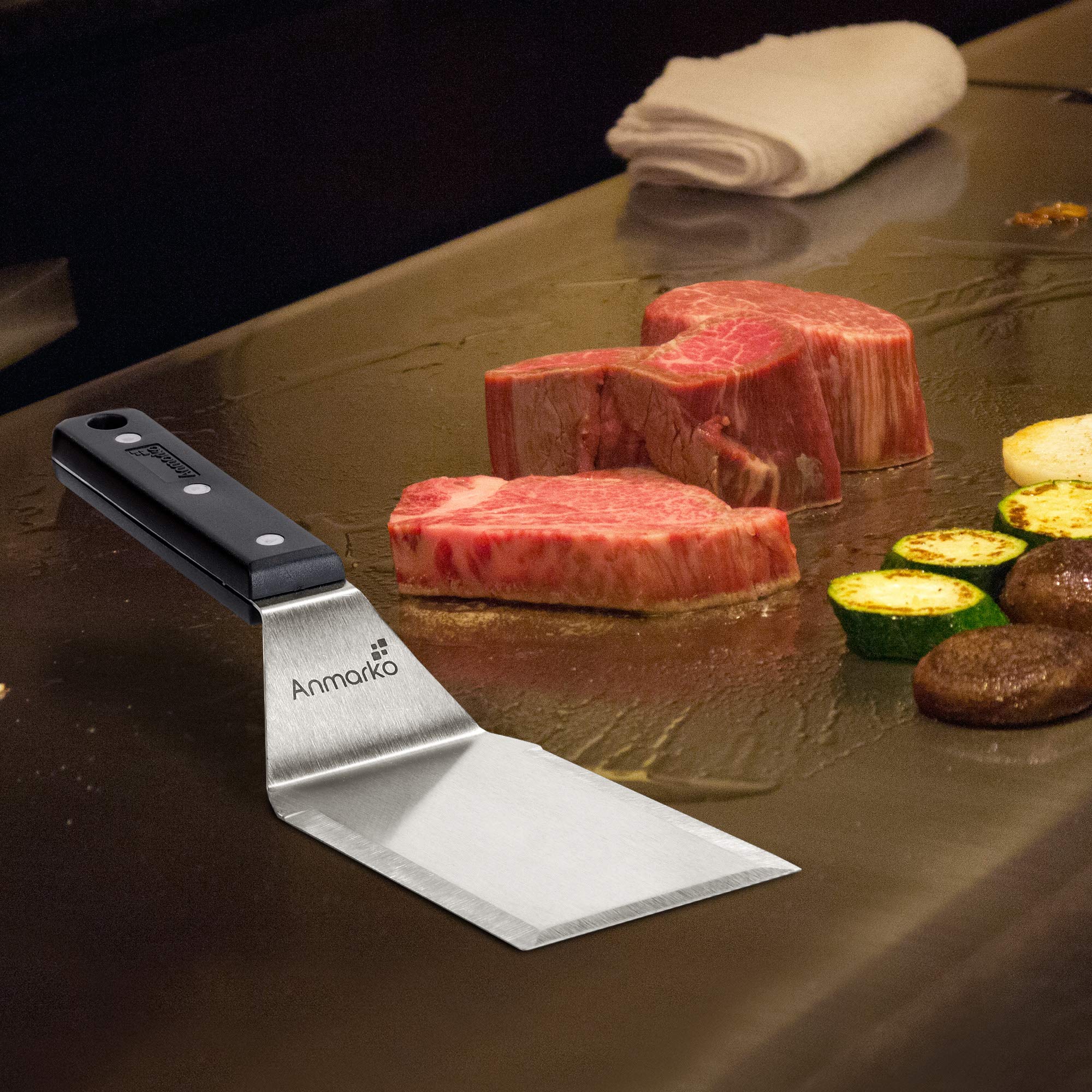 **Stainless Steel Grill Spatula Set – Long Metal BBQ Spatula, Griddle Scraper & Pancake Flipper – Pizza Turner & Offset Spatula – Durable BBQ Utensils for Grilling, Cooking & Outdoor Dining**