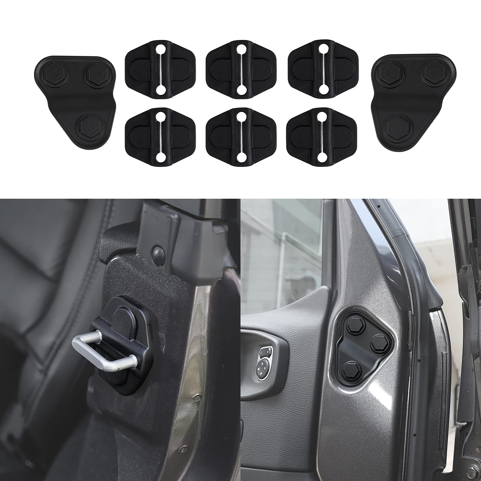 6PCS Door Lock Cover & 2PCS Door Screw Cover Trim Accessories for 2018-2023 Jeep Wrangler JL & Unlimited, 2020-2023 Jeep Gladiator JT (Black) - Upgrade Interior Protection & Style for Off-Road Adventures