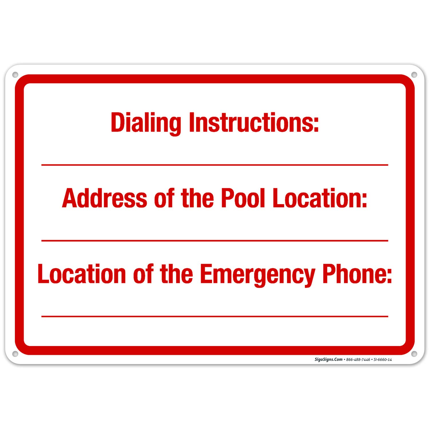 10x14 Inches Rust-Free .040 Aluminum Pool Location Sign - Fade Resistant Indoor/Outdoor Safety Sign for Swimming Pools - Made in USA | Perfect for Backyard, Community & Public Pool Areas