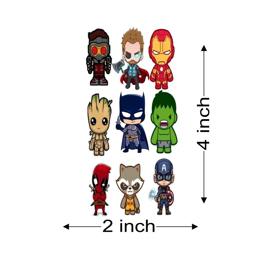 Waterproof Temporary Tattoos for Men & Women - Small Cartoon Character Fake Body Art Tattoos | Perfect for Parties, Cosplay, Halloween & Festivals