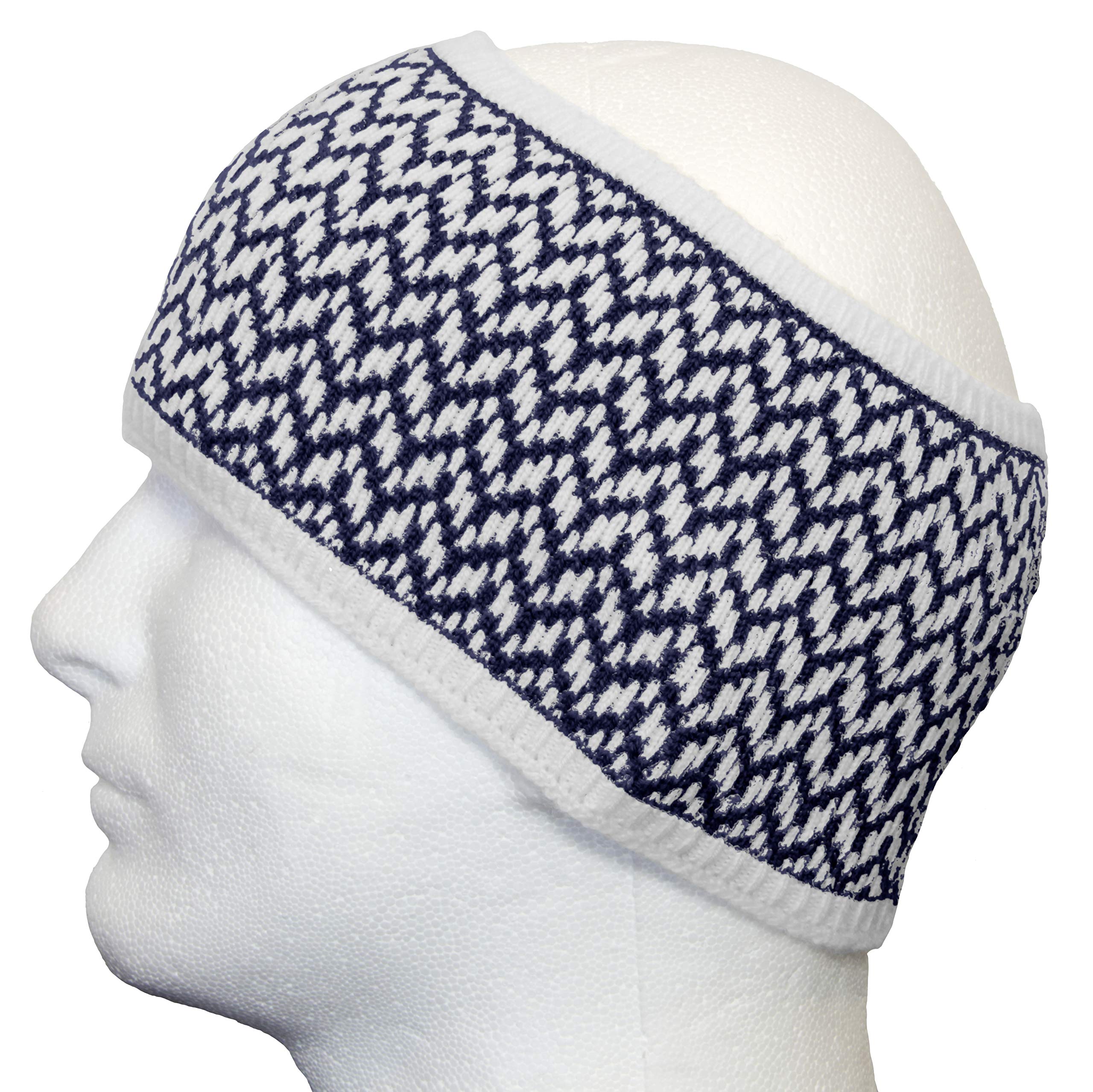Evolution Knitwear Unisex 100% Superfine Merino Wool Headband - Natural & Navy Colors | Perfect for Running, Skiing & Outdoor Winter Activities