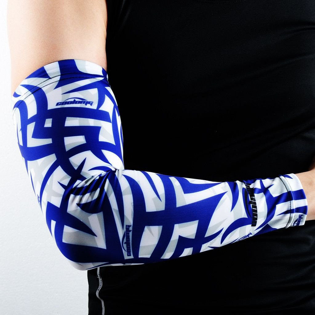 UV Protection Compression Arm Sleeves for Men & Women - Blue Cooling Sun Sleeves for Running, Cycling, Golf & Outdoor Sports