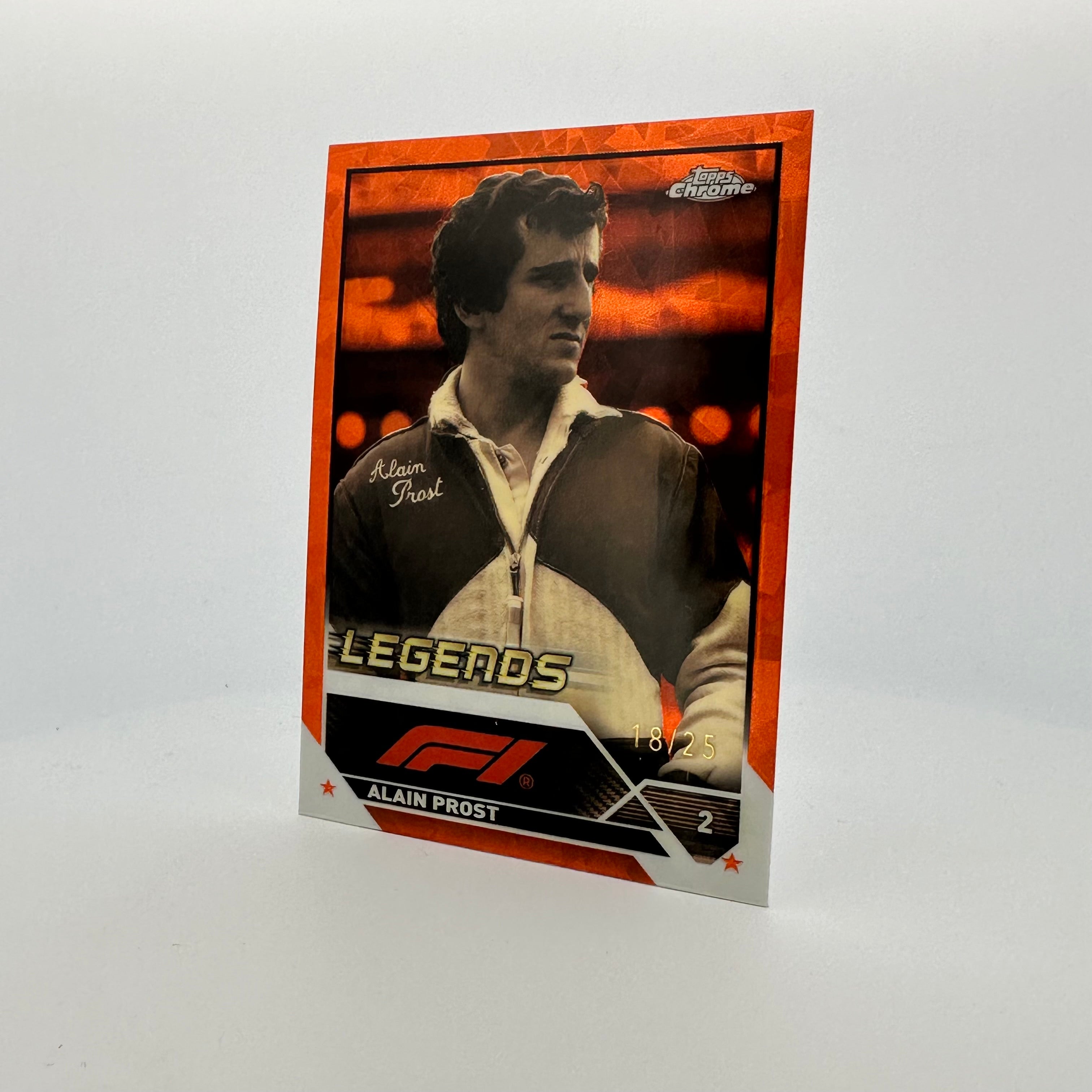 2023 Topps Chrome Sapphire Alain Prost #196 Orange Refractor 18/25 - Rare F1 Racing Card for Collectors & Fans, Perfect for Display, Trading, and Memorabilia Collections