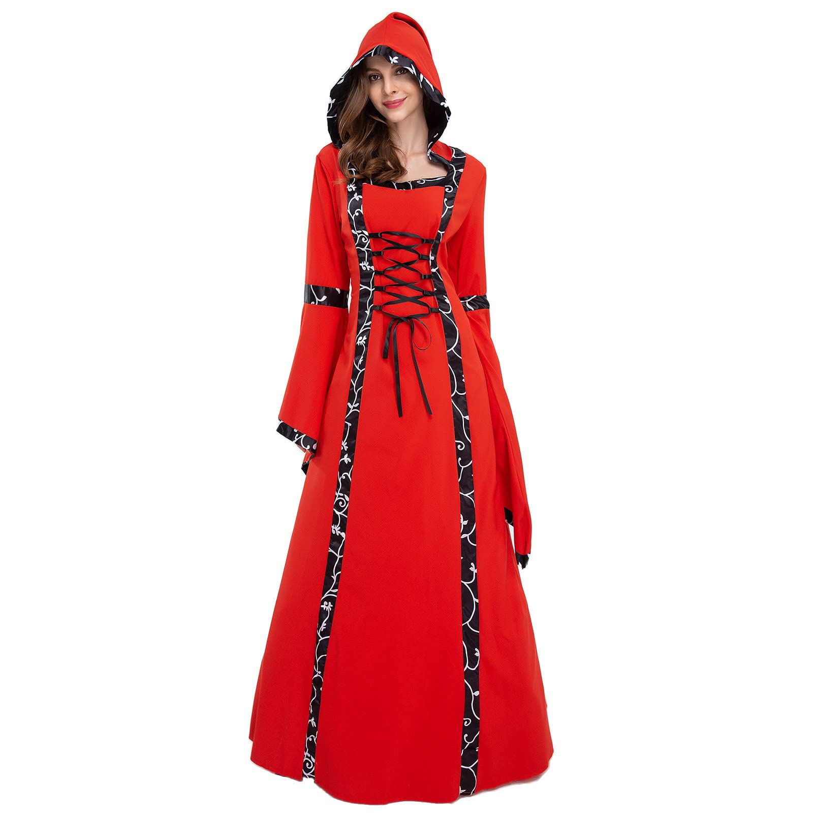 Women's Medieval Gothic Vintage Robe Dress - Elegant Long Sleeve Ball Gown for Theater, Cosplay & Renaissance Fairs | Perfect for Spring Events, Weddings & Historical Reenactments