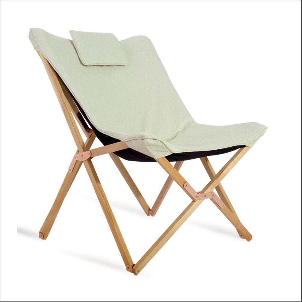 Portable Wooden Folding Chair with Cushion - Light Green Sun Lounger, Deck Chair for Patio, Beach, Garden, and Outdoor Relaxation
