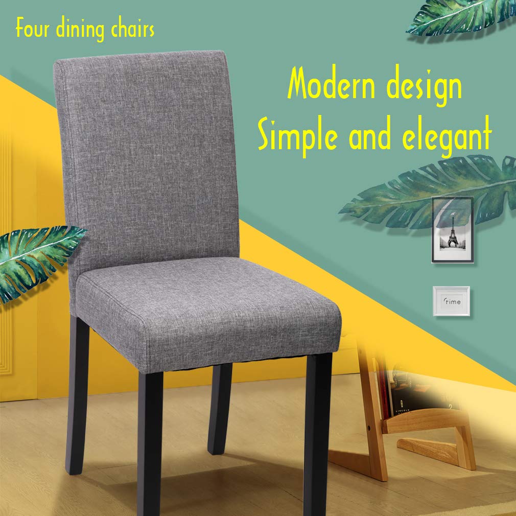Best Massage Dining Chairs Set of 4 - Solid Wood Parsons Chairs for Kitchen, Dining Room & Living Room - Comfortable Grey Upholstered Seating for Home & Office Use