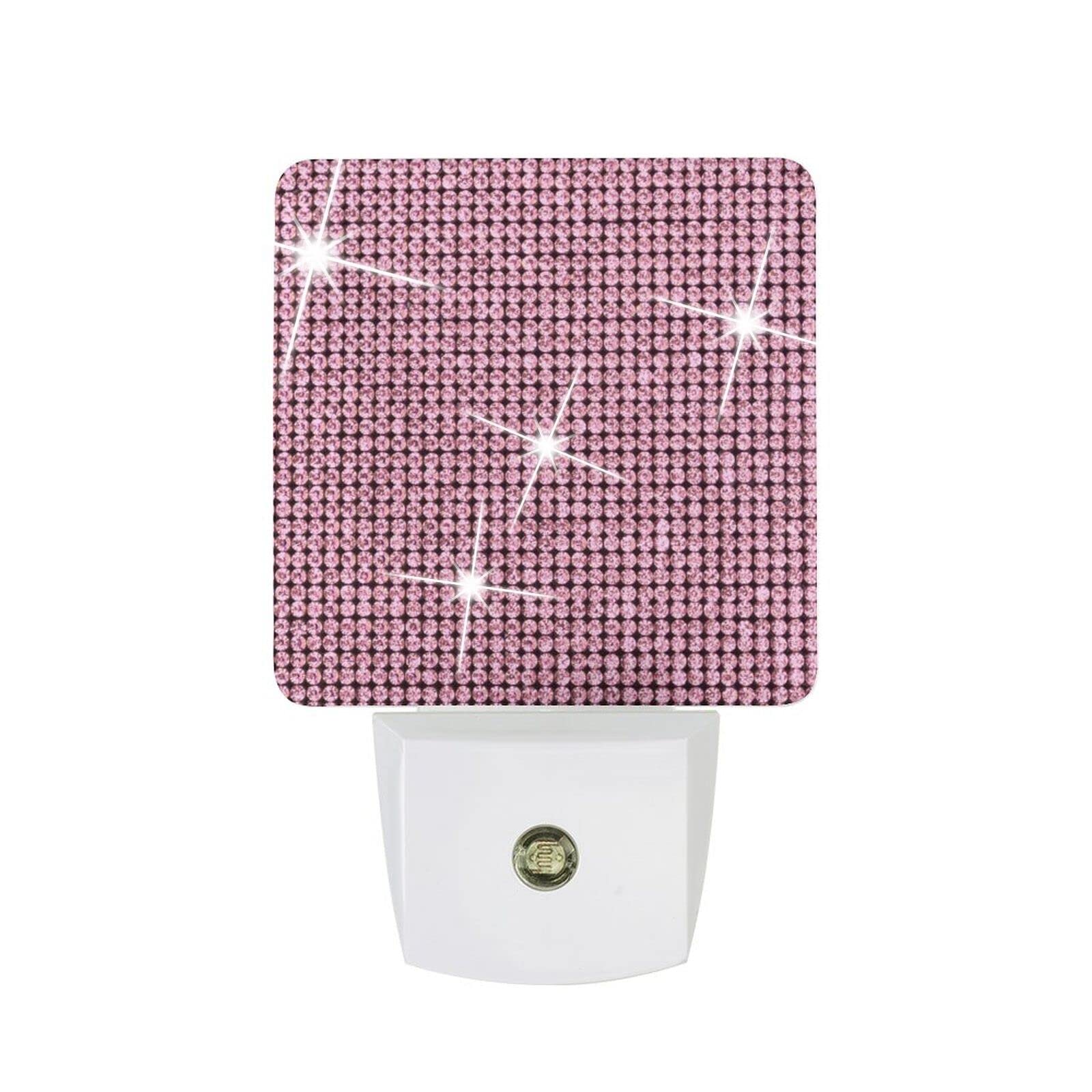 Sparkling Pink Diamond Night Light with Dusk to Dawn Sensor - Plug-in LED Nightlight for Bedroom, Bathroom, Hallway & Stairs | Romantic Bling Decor for Girls Room, Nursery & Home Safety