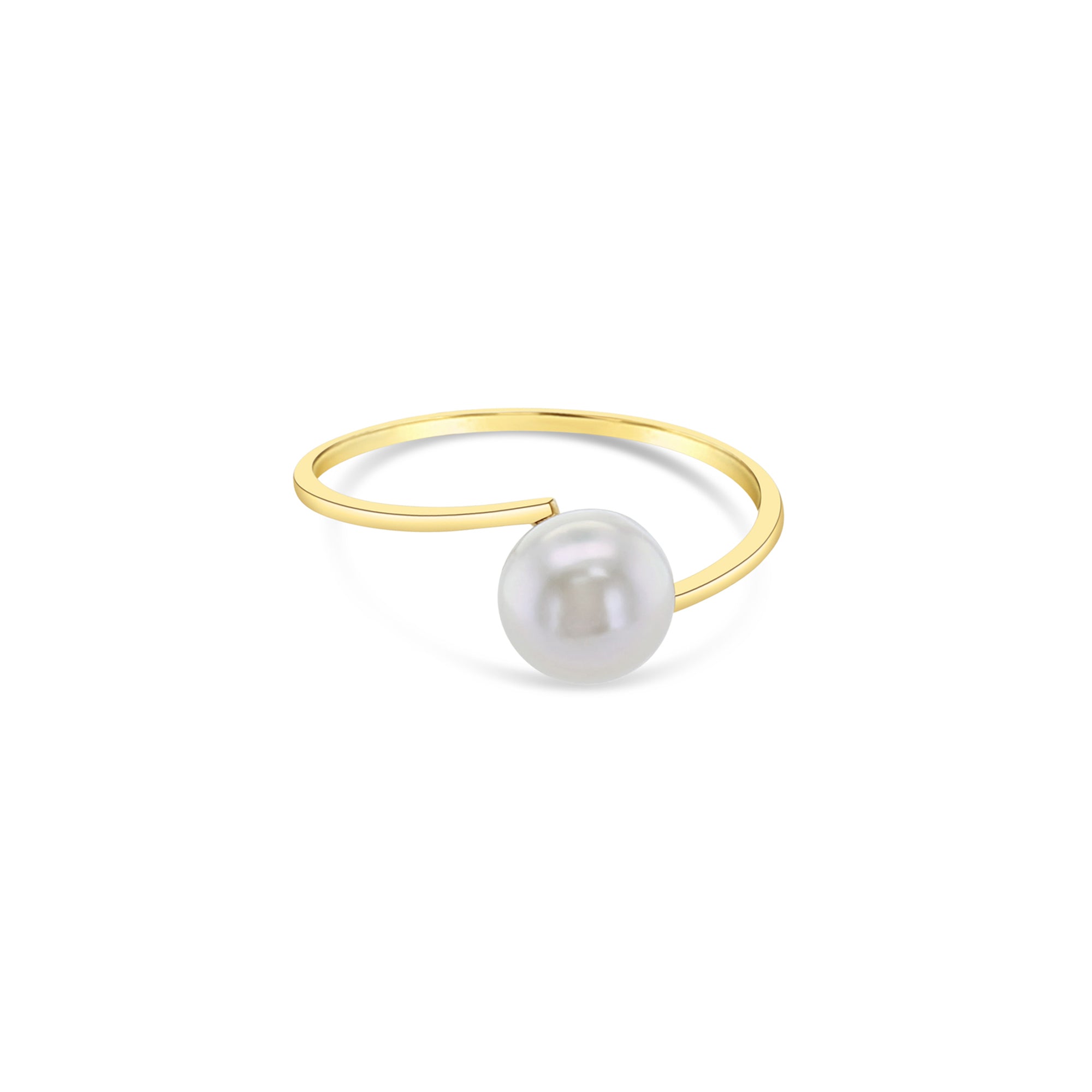 6MM Solitaire Cultured Pearl Ring in 14K Yellow Gold - Elegant Jewelry for Weddings, Anniversaries & Special Occasions