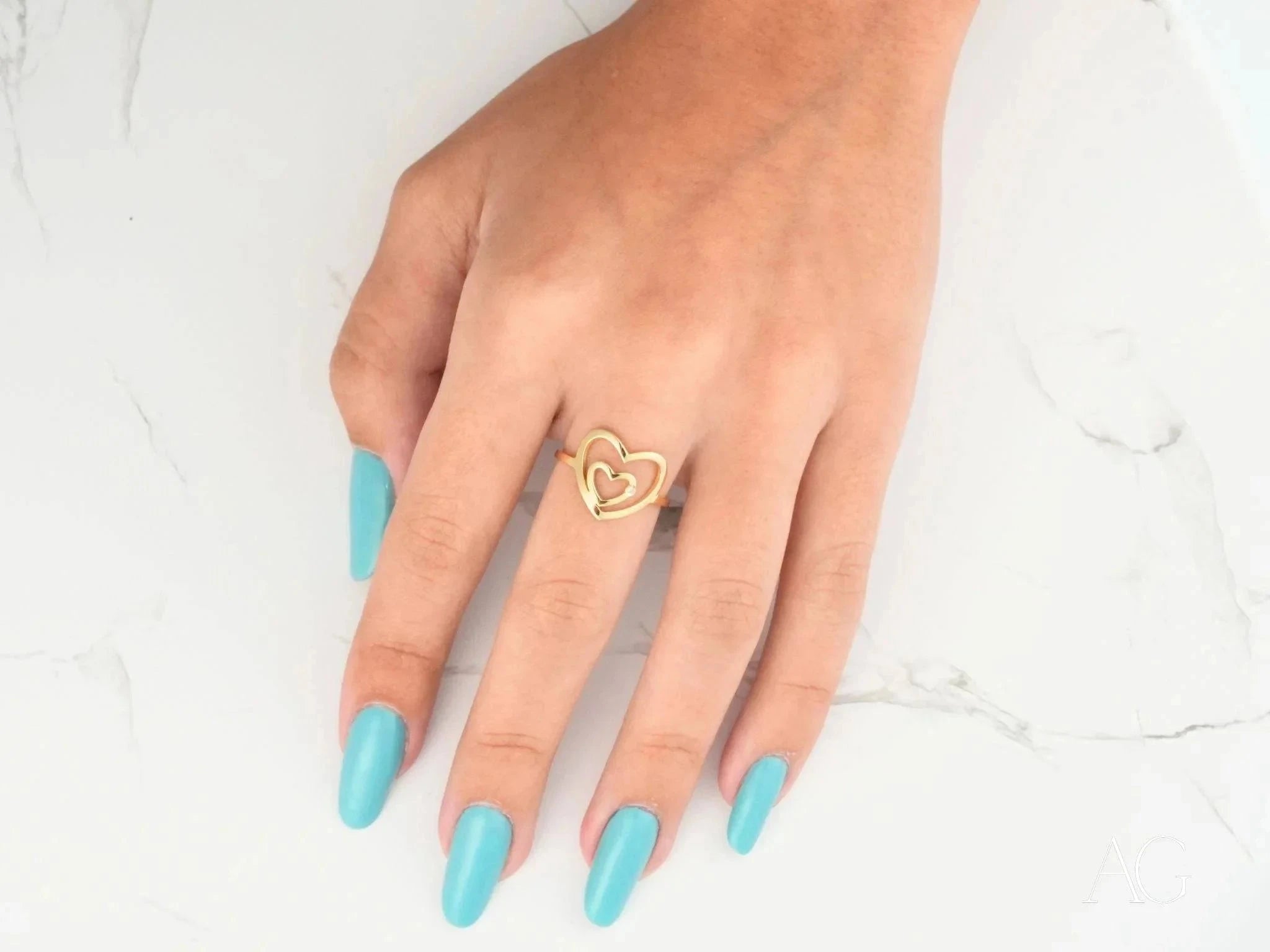 4H's Diamond Heart Ring - Elegant & Romantic Jewelry for Women, Perfect for Valentine's Day, Anniversary & Special Occasions