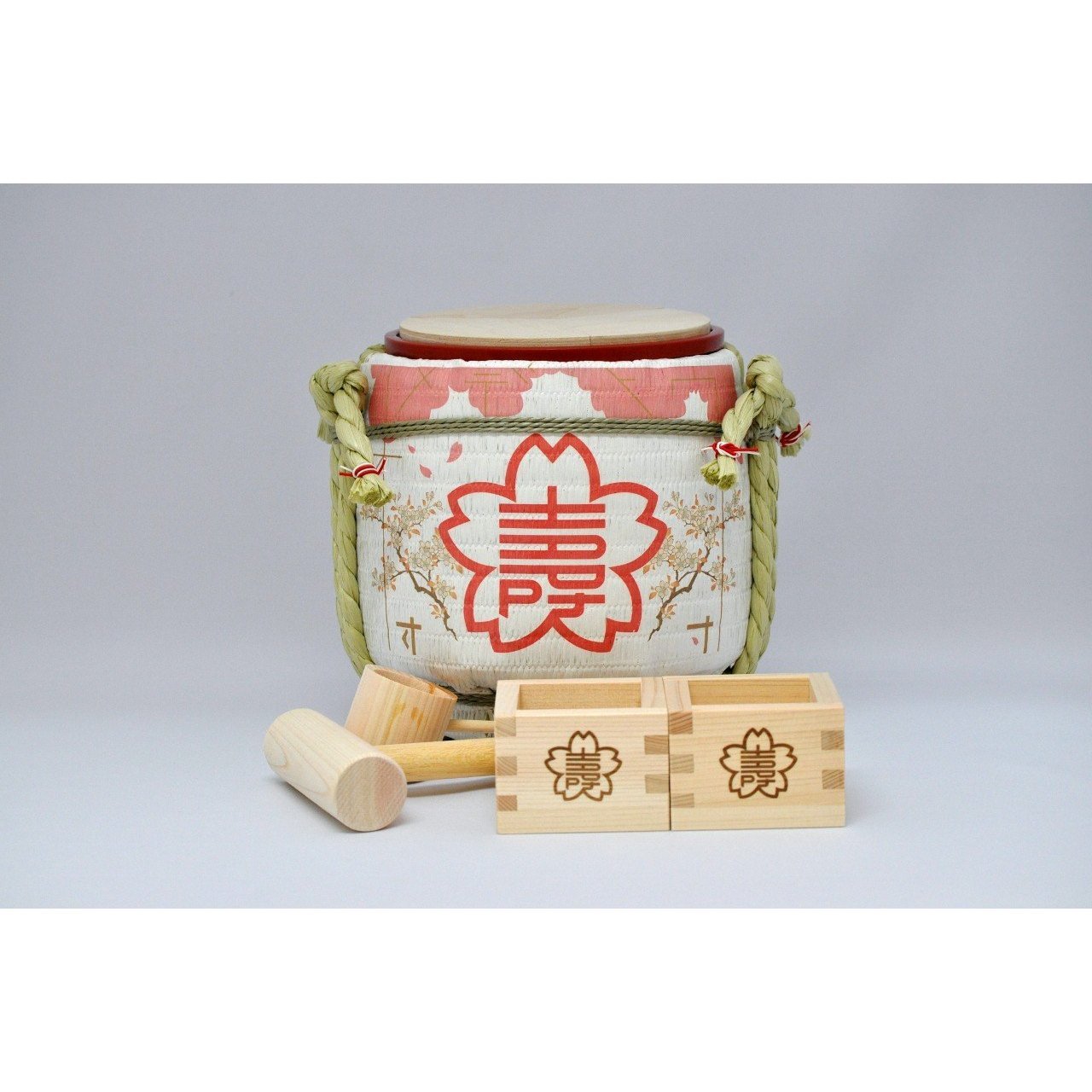 Premium Mini Kagami Biraki Sake Set - Japanese Cherry Blossom Design Ceremonial Drinking Cups for Weddings, Anniversaries & Special Celebrations - Perfect Gift for Sake Lovers & Japanese Culture Enthusiasts