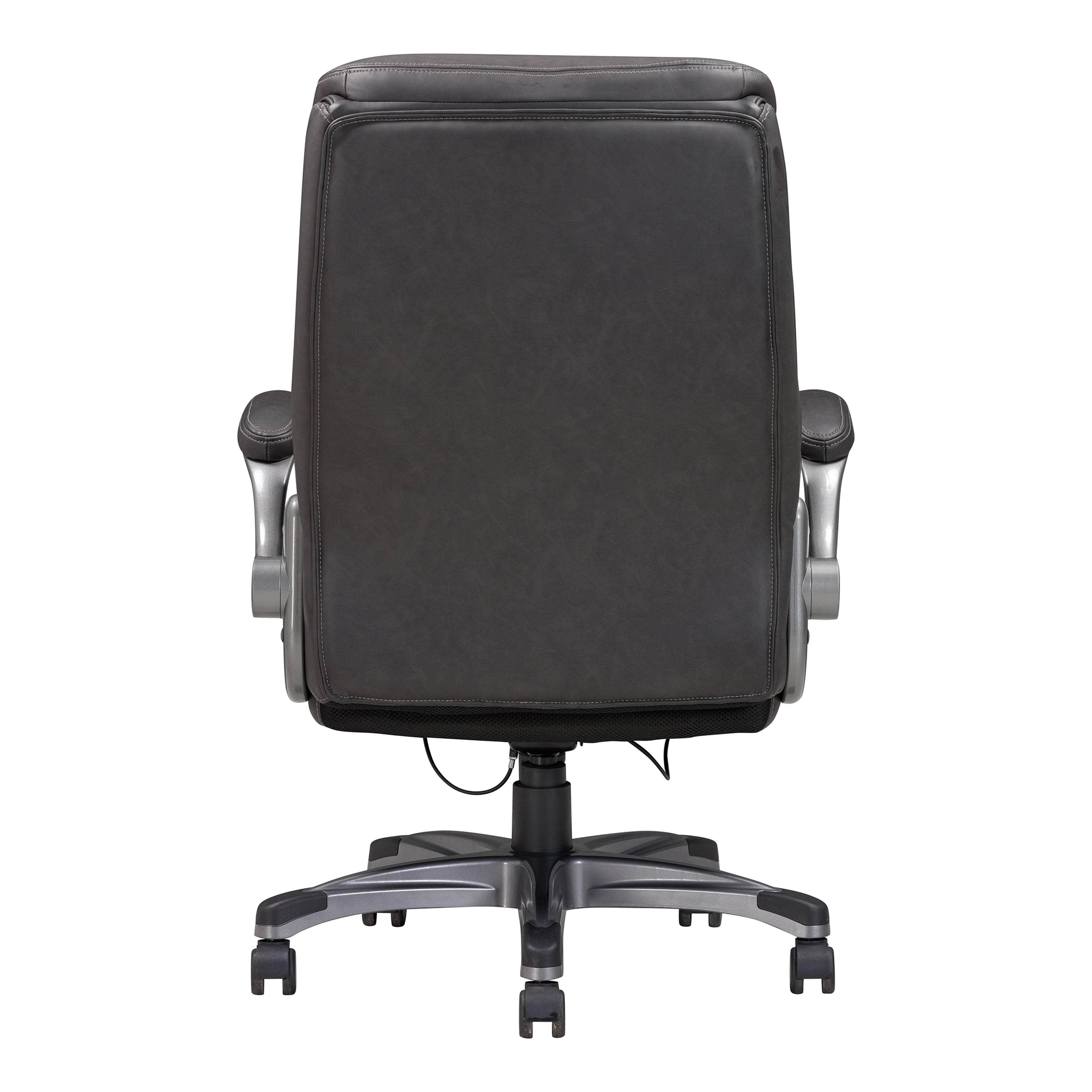 Sealy Ryder Bonded Leather Swivel High Back Executive Office Chair - Grey Ergonomic Desk Chair for Home & Office, Perfect for Long Work Hours, Gaming, and Conference Rooms
